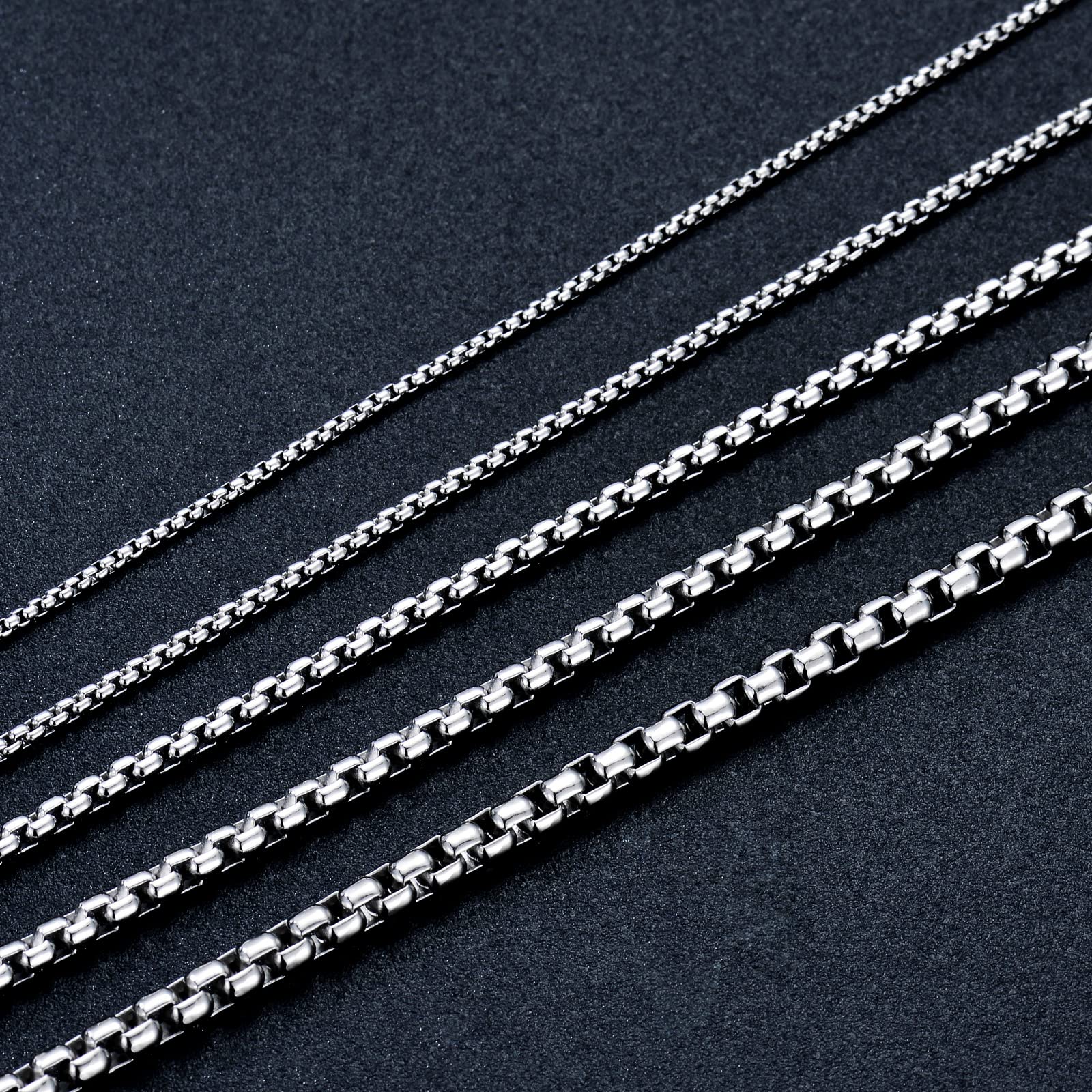 Cadena redonda de plata de ley 925 de 1 mm, 1,5 mm, 2 mm, 2,5 mm, 3 mm, collar de cadena cuadrada para hombres y mujeres de 18, 20, 22, 24, 26 pulgadas
