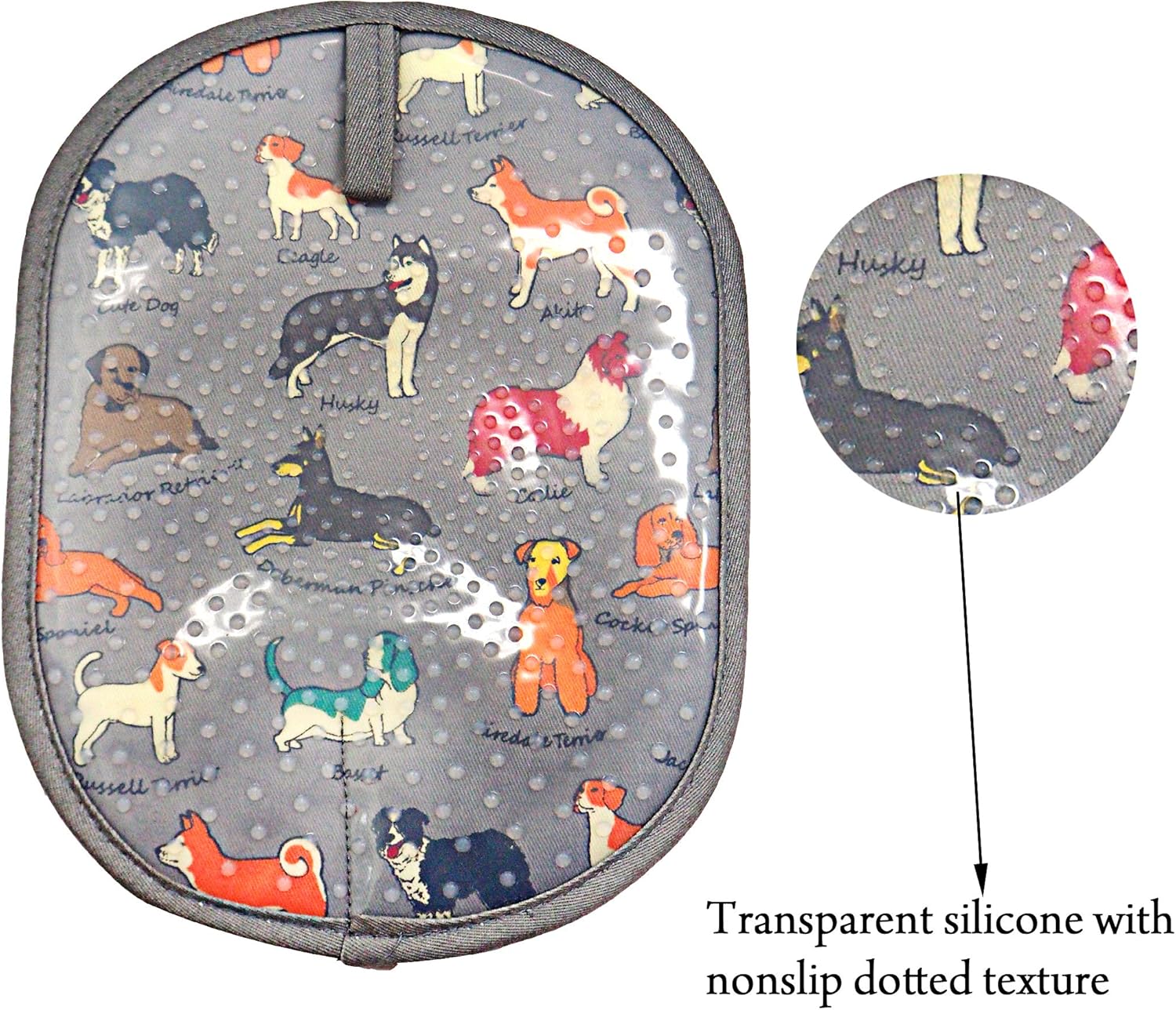 Pot Holders Set of 2 with Transparent Clear Silicone Shell and Nice Dog Printing Cotton Lining, Heat Resistant to 500 F Kitchen Oven Gloves Pot Holder for Cooking (Dog Flower, Potholders) - Image 4