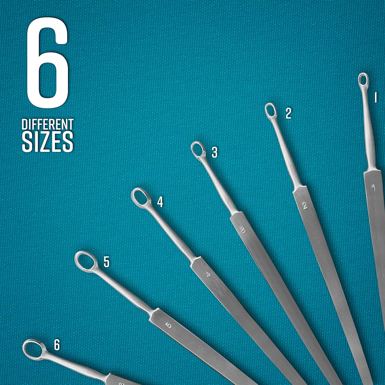 Fox Dermal Curette Dermatology Scrape Instruments Set, Stainless Steel 6 Pcs