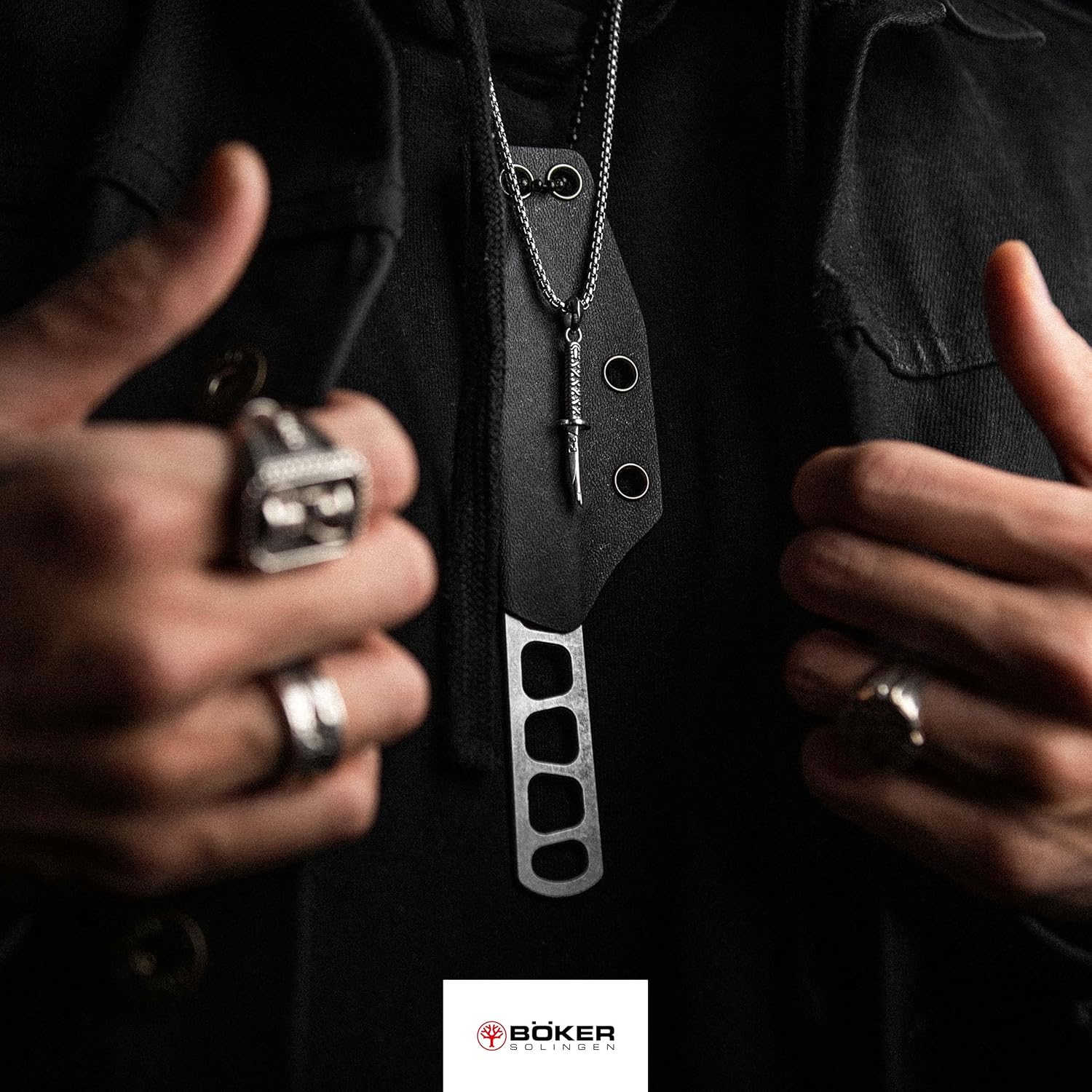 BOKER SOLINGEN® BFF Packlite - Fixed skeleton knife with Kydex sheath & bead chain - All-steel MagnaCut drop point blade - Ultra-light EDC neck knife - Made in Germany