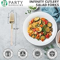 Vista 229 de Party Bargains Disposable Plastic Black Gold Cutlery Set, Infinity Modern Design Utensils, 40 Pack: 16 Forks, 8 Knives, 16 Spoons