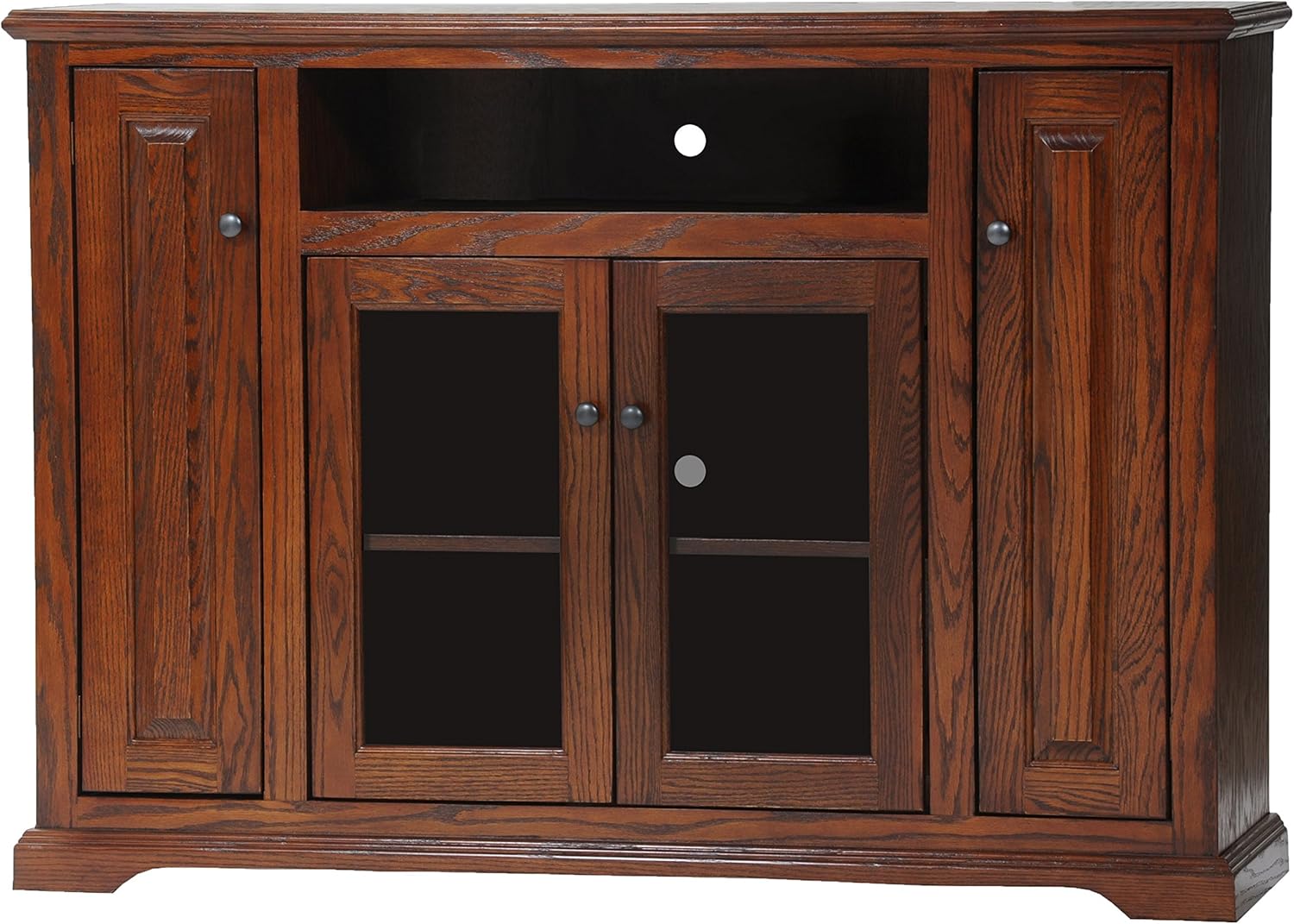American Heartland Oak Tall Deluxe Entertainment Console in Classic Bourbon
