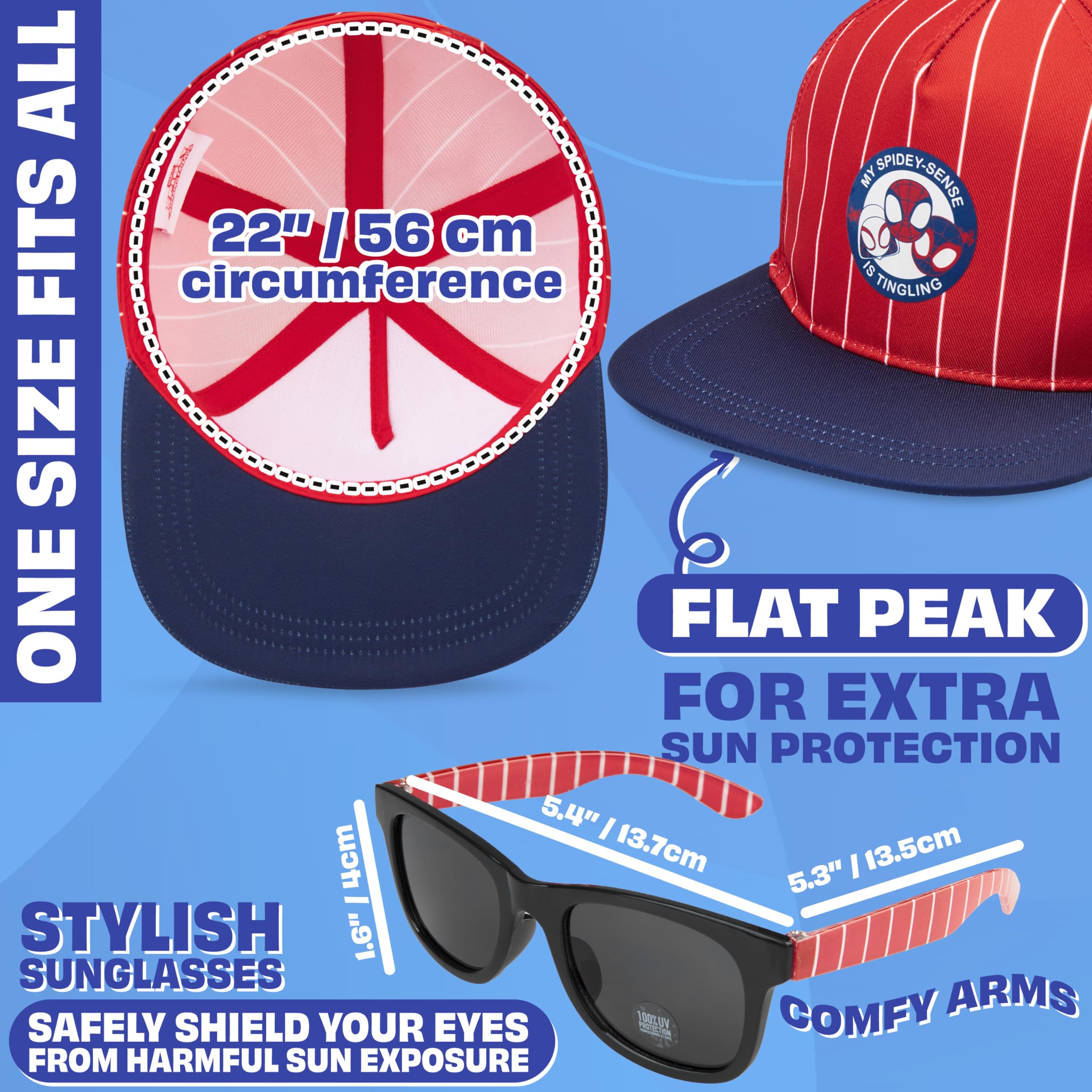 Spiderman | Minions Gorra Niño con Gafas de Sol UV400 Set, Gorra Infantil con Gafas Sol Niño, Accesorios de Verano, Regalo para Niños