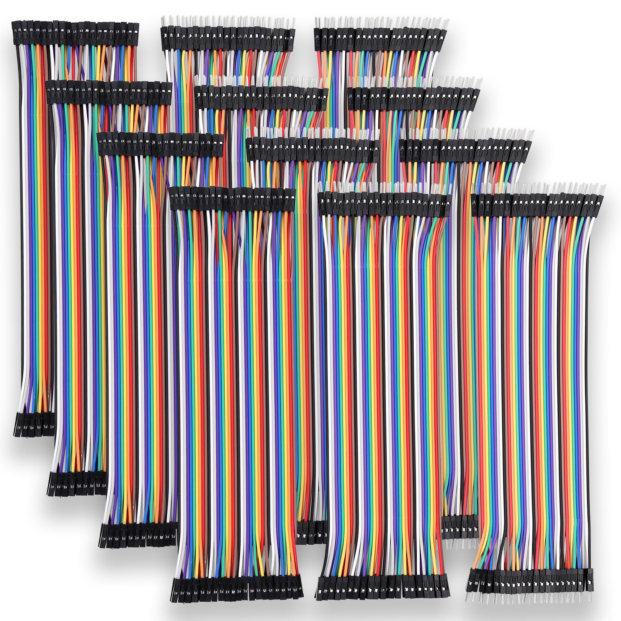 Lonely Binary Kit di 480 cavi jumper Dupont da 2,54 mm, 20 cm, maschio-maschio, da maschio a F, femmina a femmina, per progetti Arduino, Raspberry Pi, ESP32