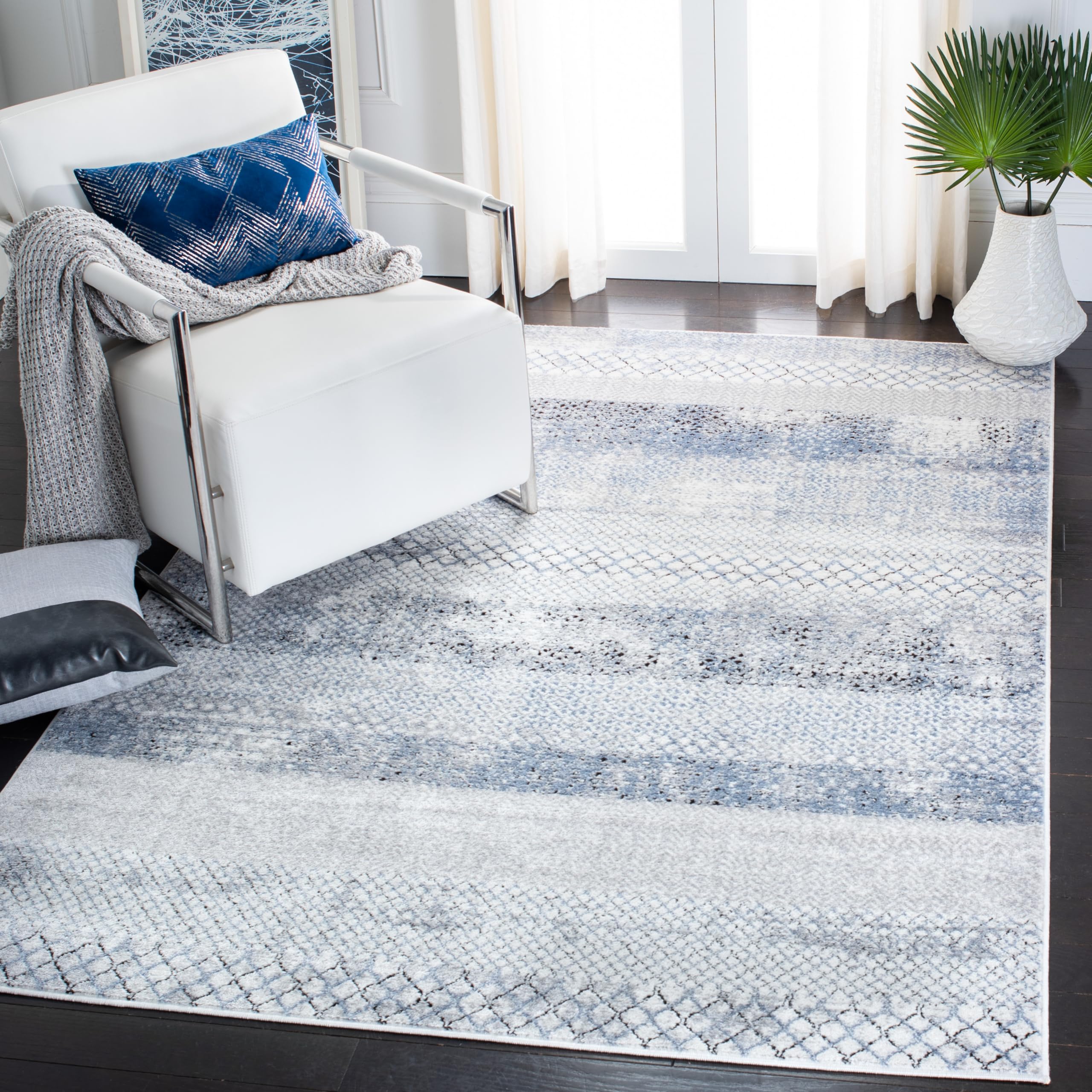 safavieh amelia collection area rug - 6' x 9', grey & light blue, rustic tribal distressed design, non-shedding & easy care, ideal for high traffic areas in living room, bedroom (ala761g)