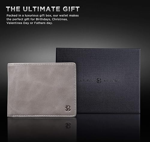 Miniatura 6 de SERMAN BRANDS Billetera de 2 ventanas de identificación para hombres con bloqueo RFID bolsillo superior abatible cartera de viaje de capacidad