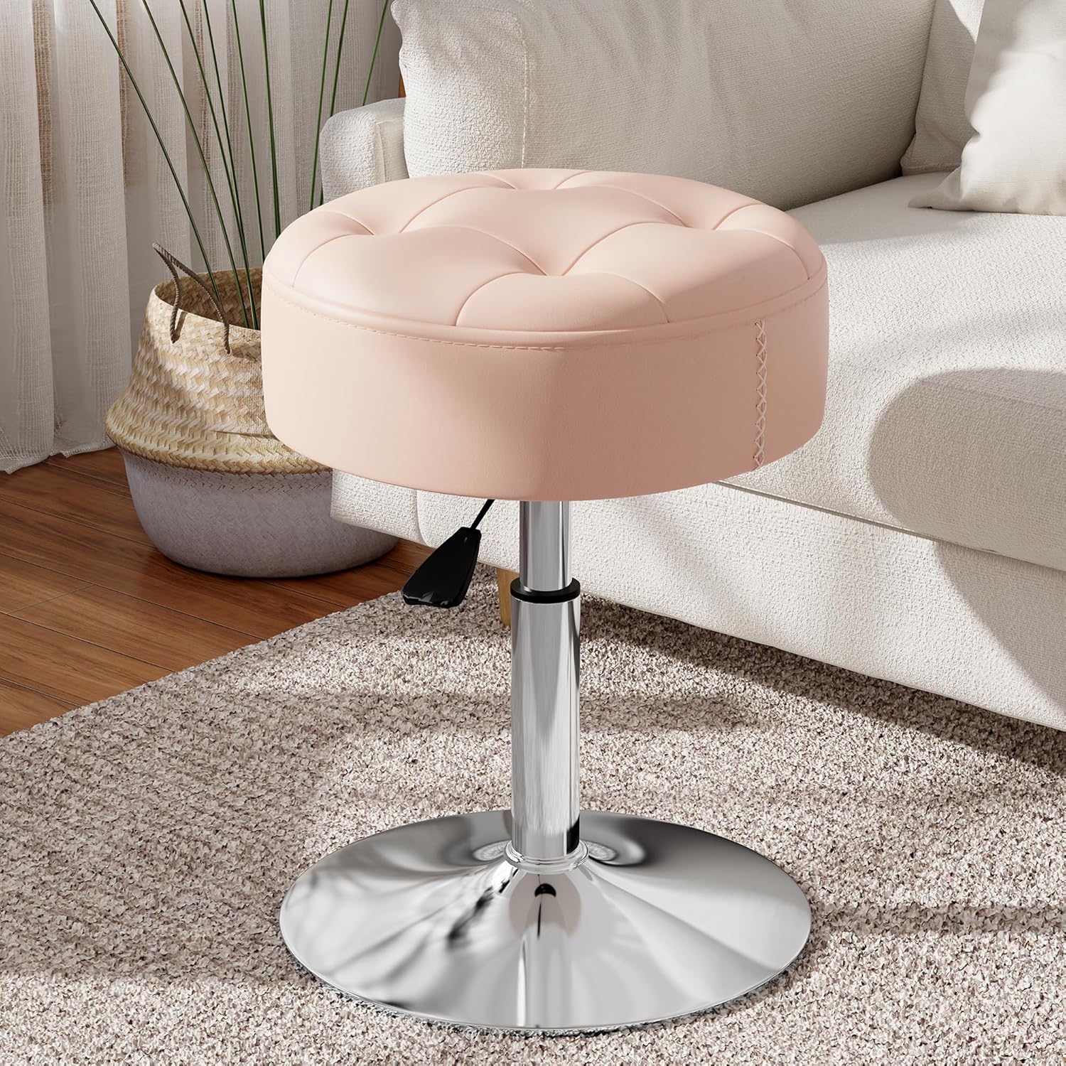 Amazon.com: ACEQLYT® Adjustable & Swivel Pink Vanity Stool Chair for ...