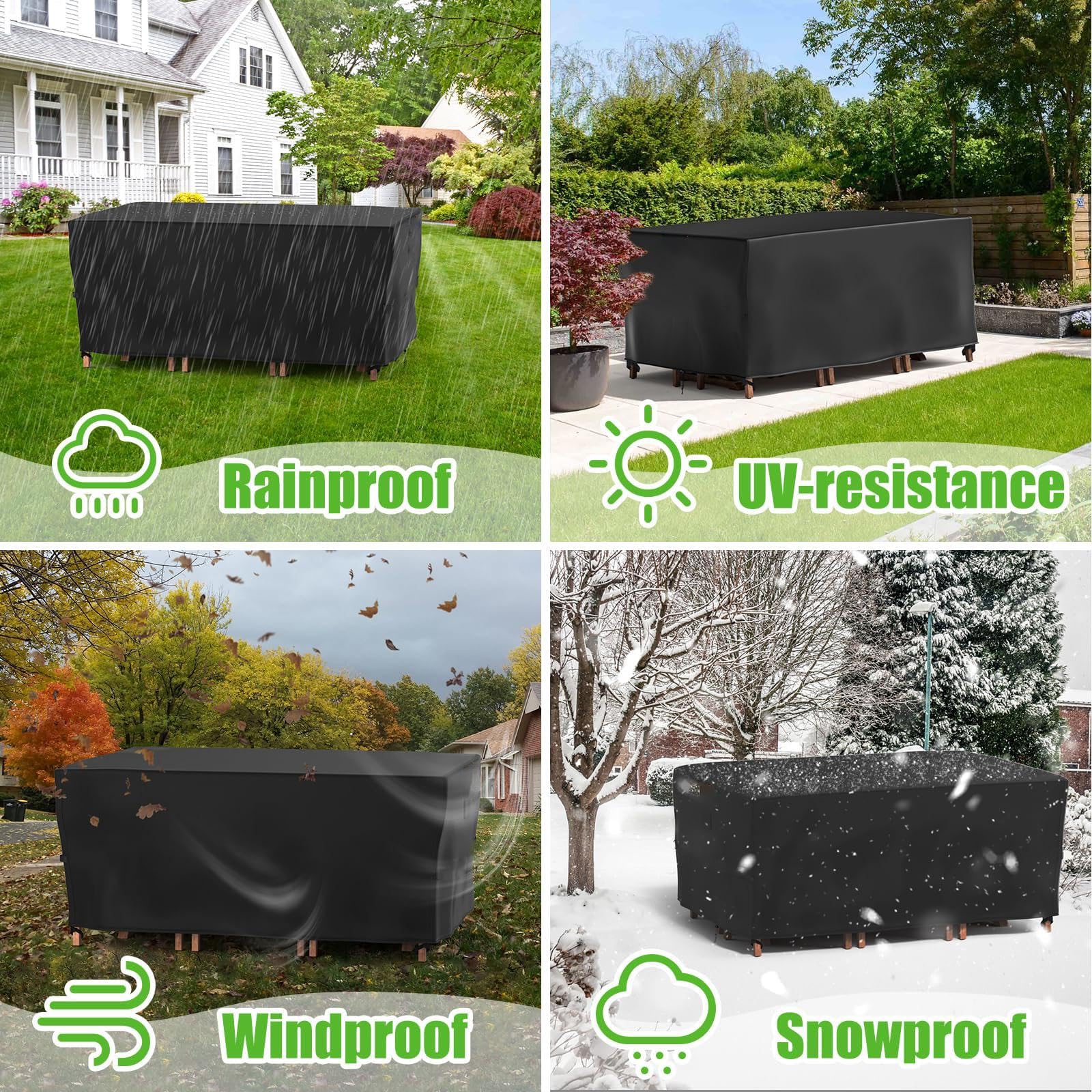 Copertura Per Mobili Da Giardino 290x180x54 Cm - Telo Oxford 420D Impermeabile, Antivento, Con Cordini Regolabili, Nero