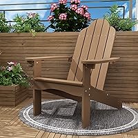 Vista 13 de LUE BONA HDPS Sillas Adirondack Set de 2, Silla para Hoguera al Aire Libre Resistente a la Intemperie con Portavasos, Silla Moderna de Plástico