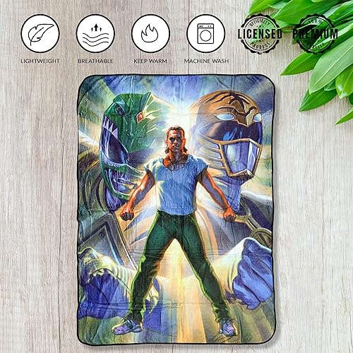 Miniatura 7 de Power Rangers Manta de franela verde y blanca Ranger Tommy Oliver manta de forro polar súper suave 45 x 60 pulgadas