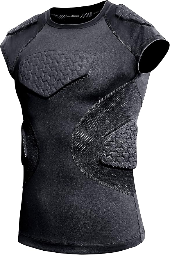 COOLOMG Youth Padded Compression Shirt for Football