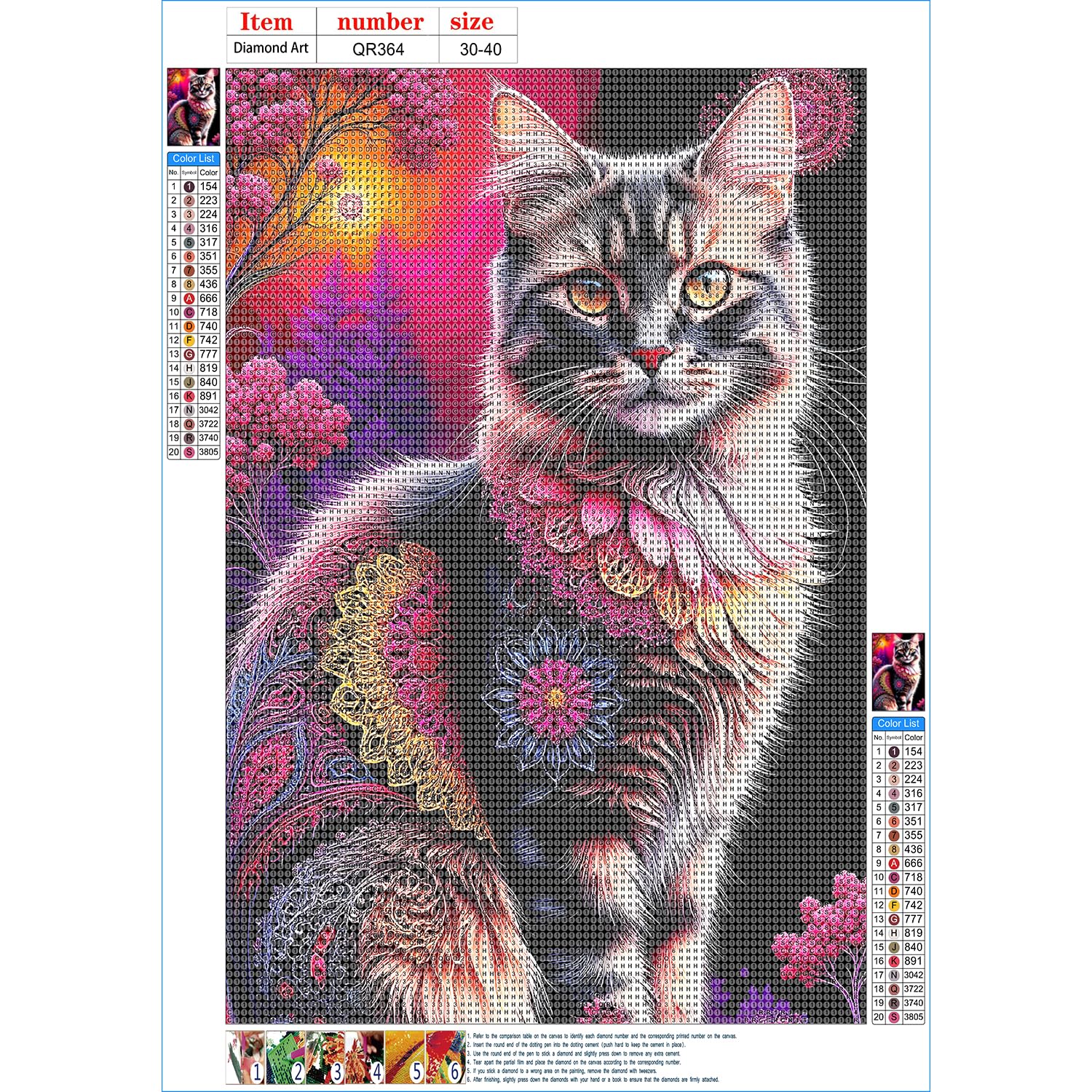 QINRUBB DIY 5D Chat De Rêve Diamond Art Kits Point De Croix