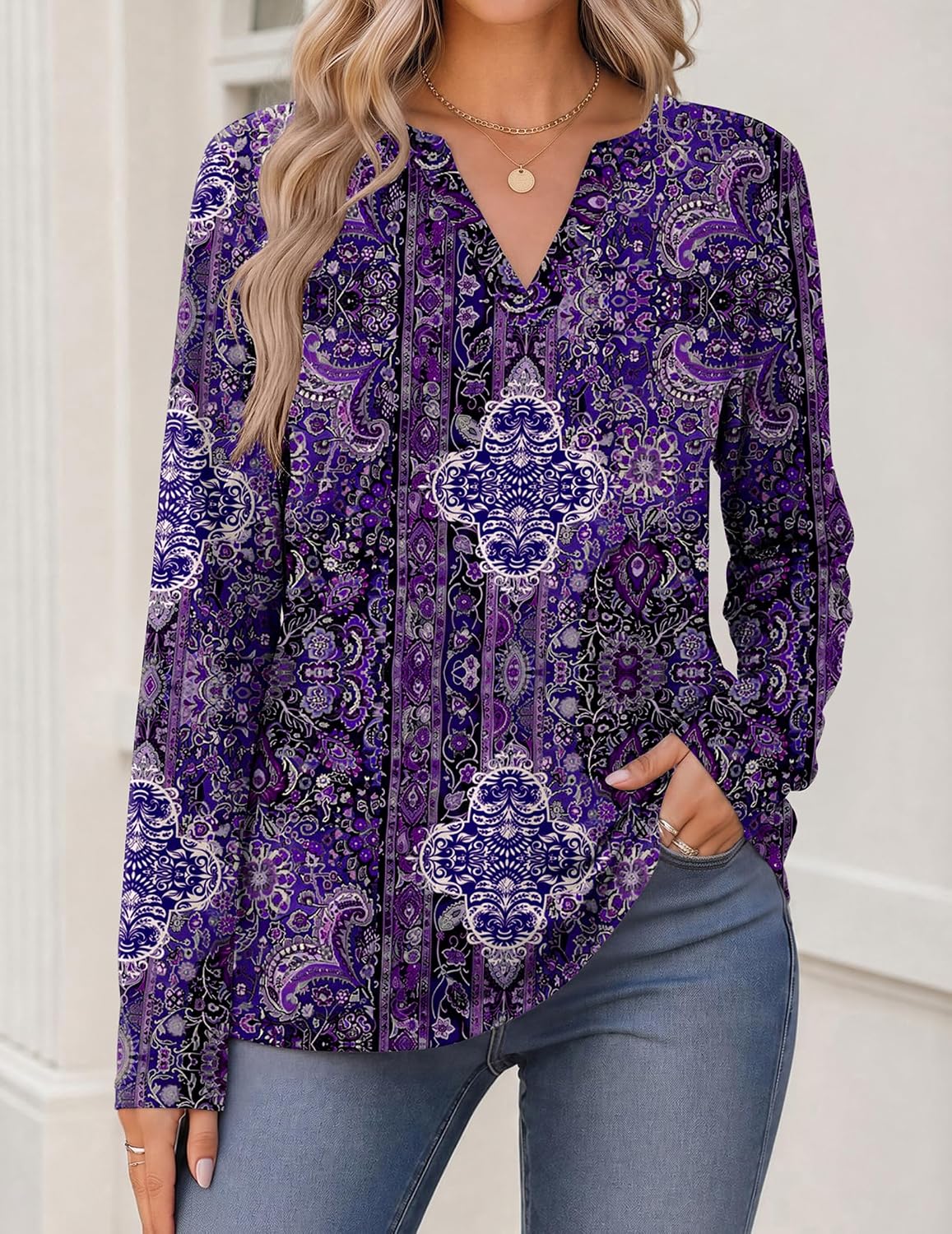 Zeagoo Womens Tops Long Sleeve V Neck Tee Shirts Cute Dressy Casual Clothing Business Work Blouse