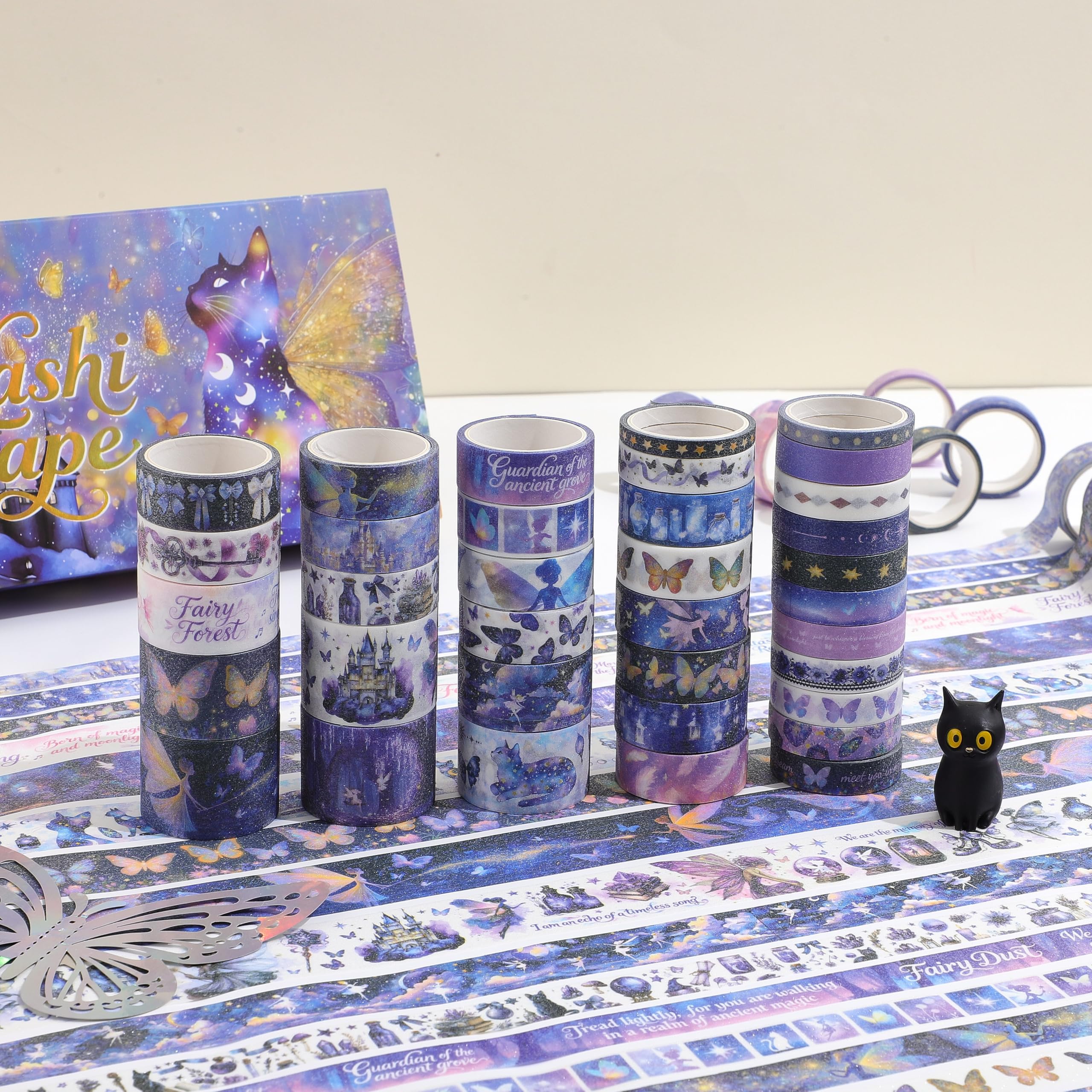 Purple Washi Tape Set - 35 Rolls Butterfly Designs -6 Purple Washi Tape Set - 35 Rolls Butterfly Designs -6