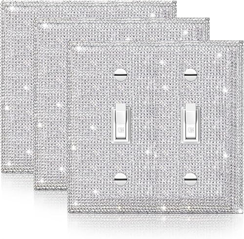 Miniatura 21 de Gaocai 1 pieza de placas de interruptor de diamantes de imitación brillantes plateadas y cubiertas de enchufes Placas de pared Cubierta