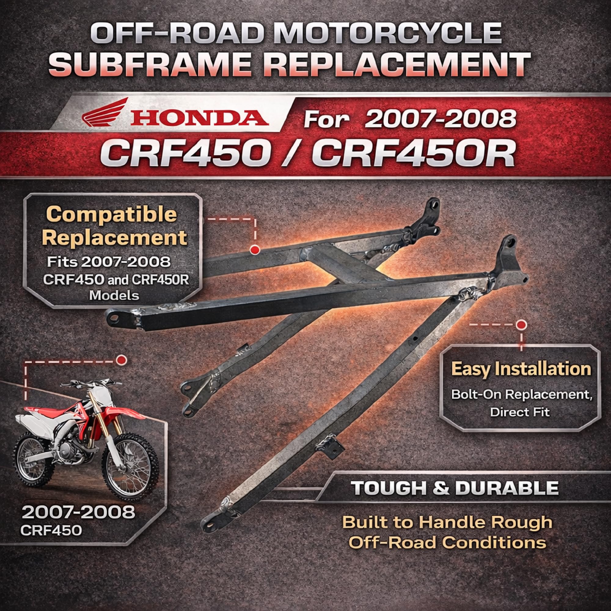 Amazon.com: Motoframe Off-Road Motorcycle Subframe Replacement for