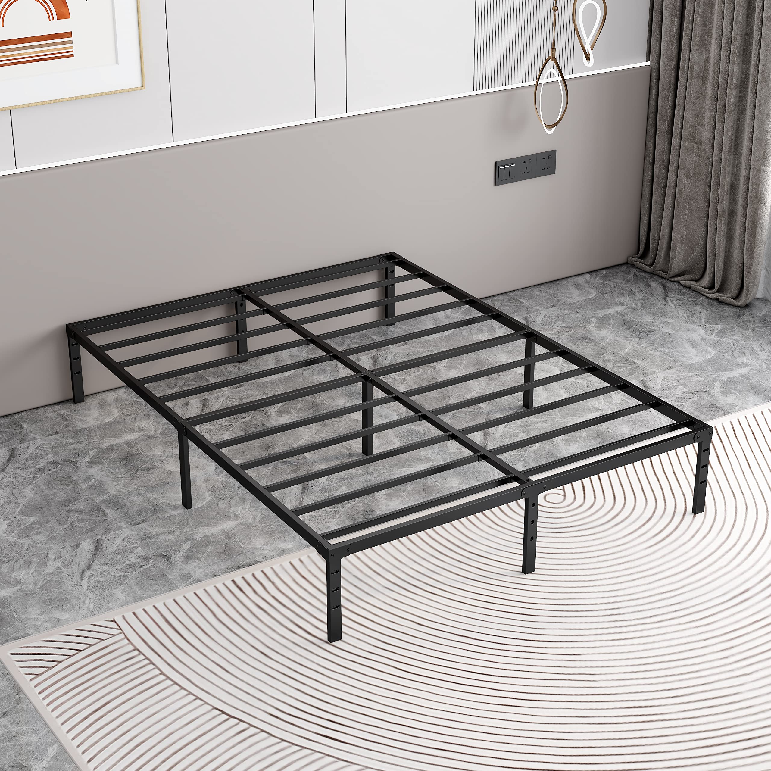 NEW JETO Metal Bed FrameSimple and Atmospheric Metal Platform Bed