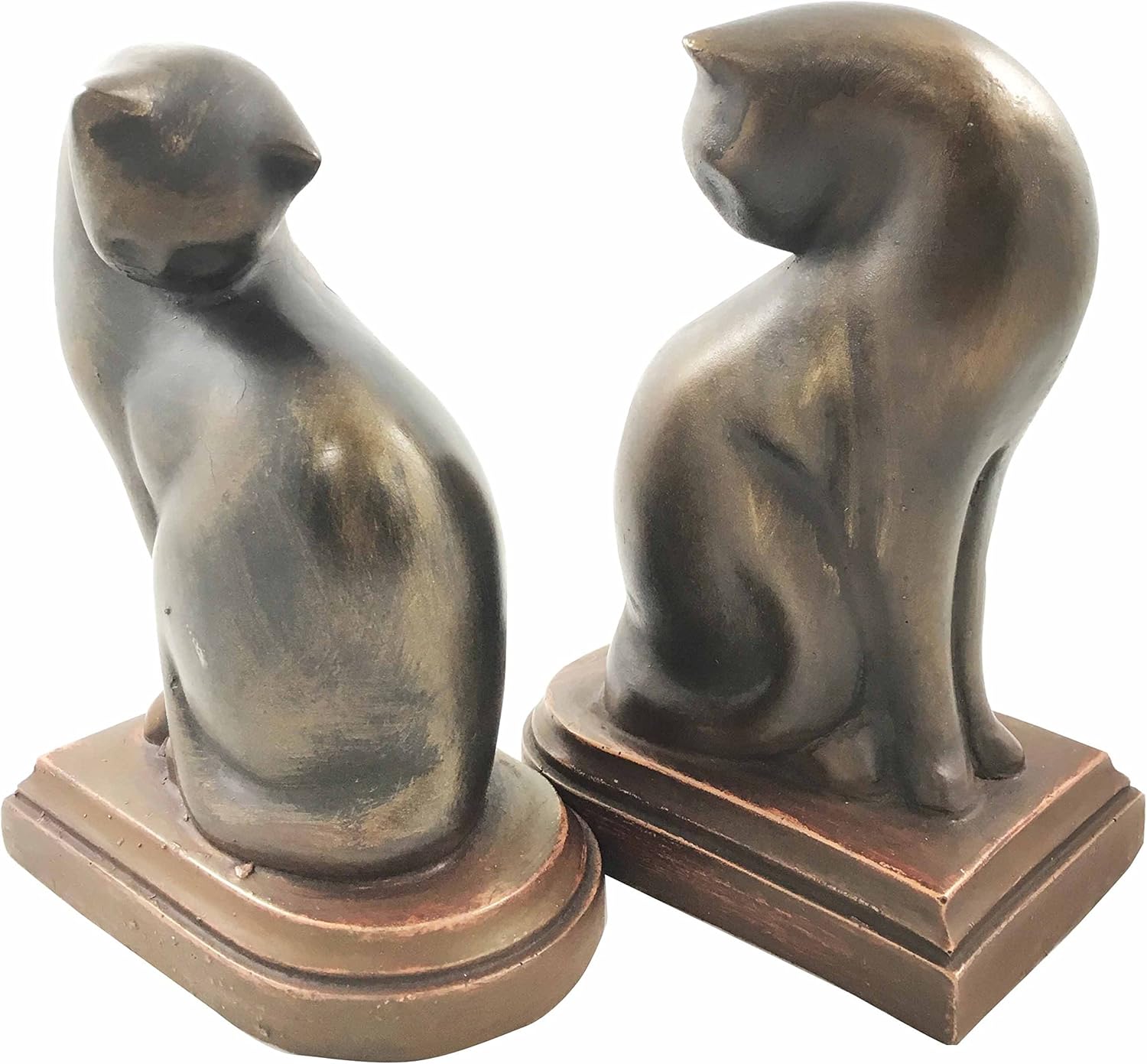 Adorable Feline Cat Couple Licking Its Back Bookends Pair Figurine Set of 2 Office Decor