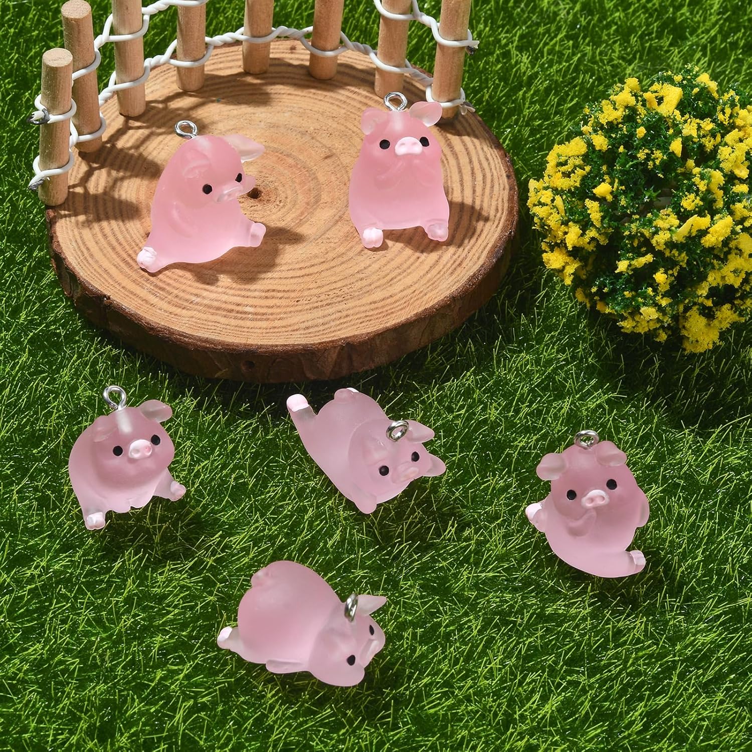 36Pcs Luminous Resin Pig Charms Glow in the Dark Mini Pink Pig Pendants Cute Animal Charms for Bracelets Necklace Earrings Jewelry Making DIY Ornament Accessories - Image 4
