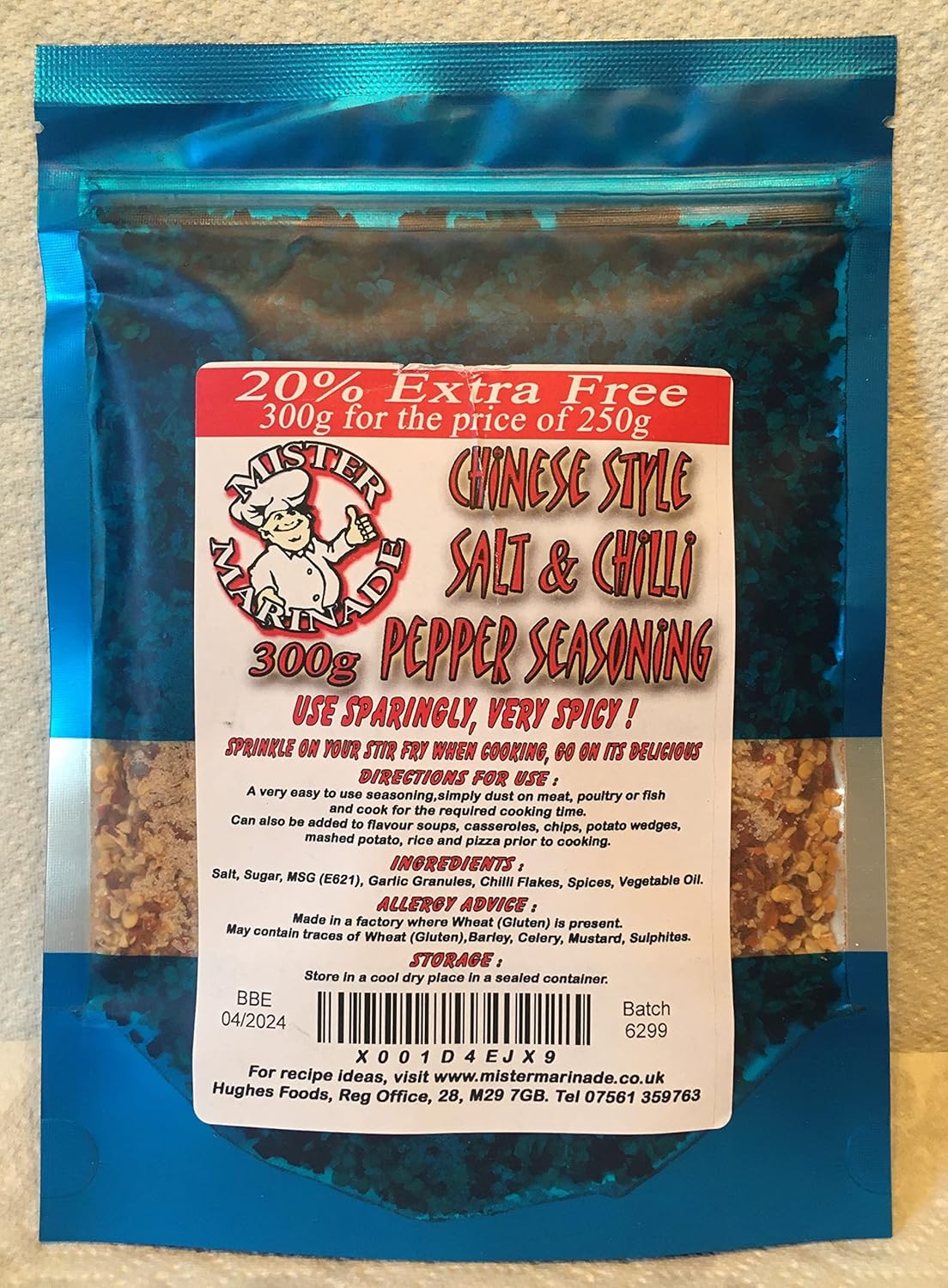 Mister Marinade Fakeaway Night In, Chinese Style Salt & Chilli Pepper Seasoning (300g sachet Mister Marinade Fakeaway Night In, Chinese Style Salt & Chilli Pepper Seasoning (300g sachet