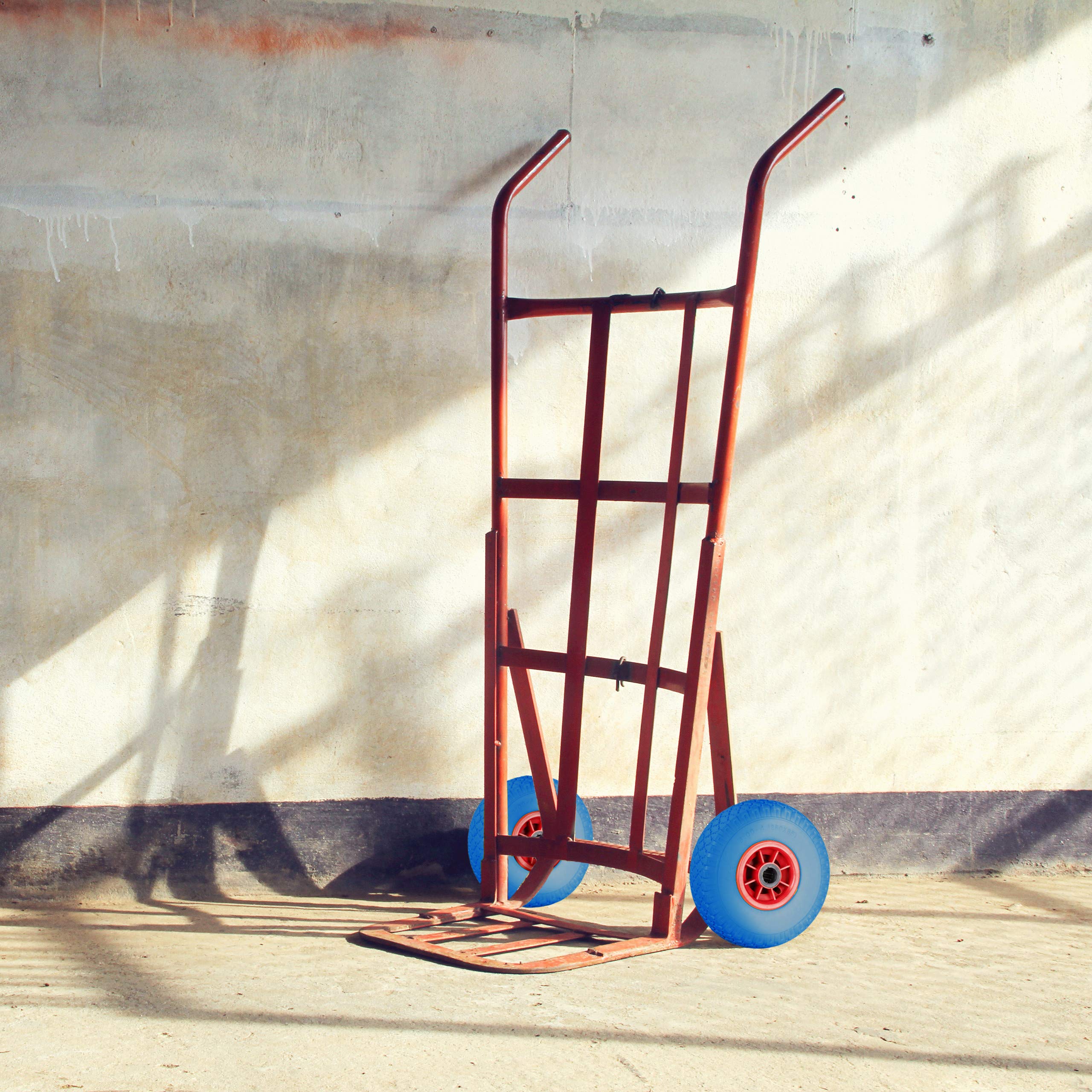 Set da 8 Ruote per Carriola, Pneumatici di Gomma Piena Antipanne, Asse 25mm, max.80 kg, 260x85mm, Blu Rosso