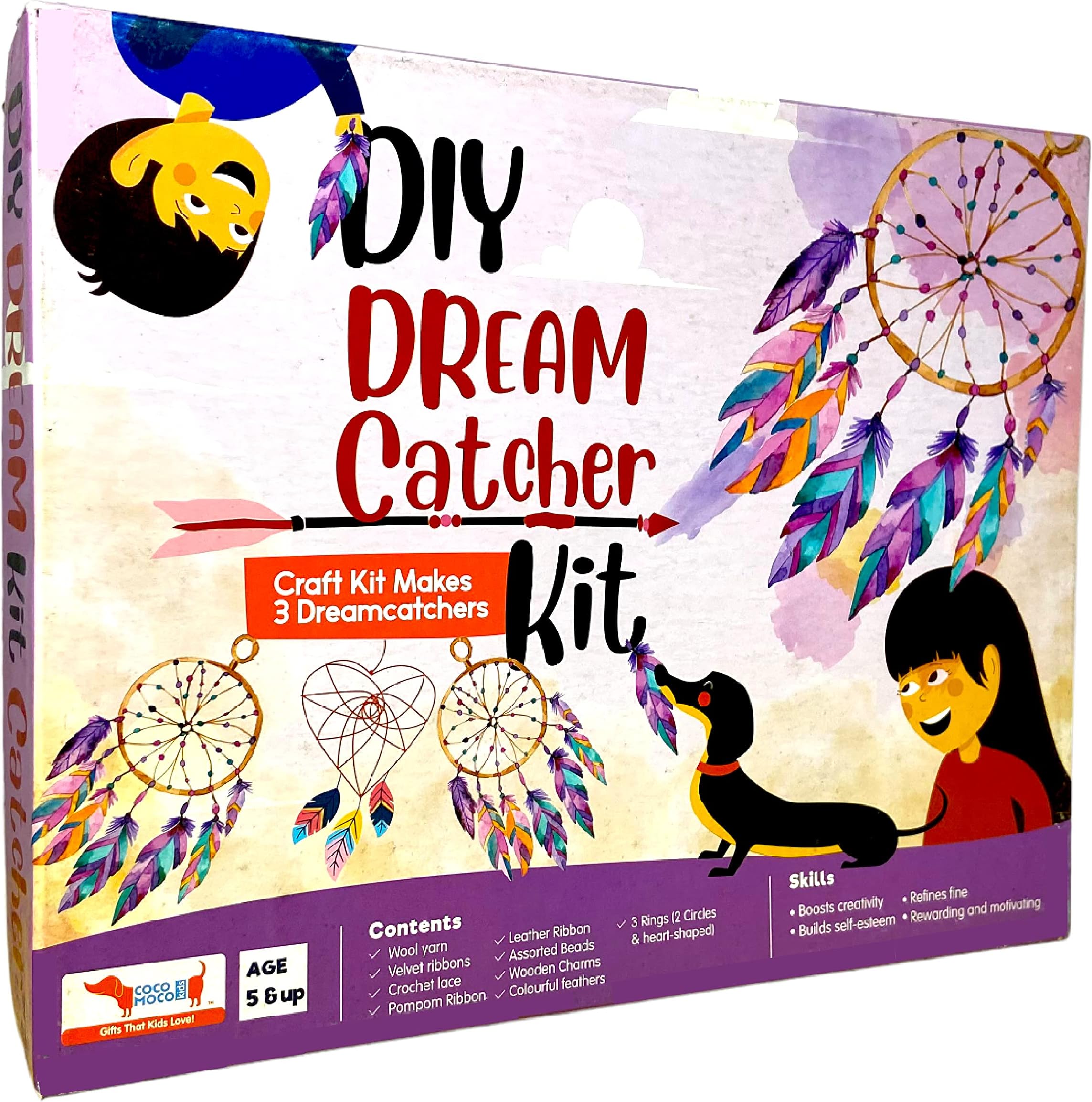 CocoMoco Kids Dream Catcher Making Kit - Premium Art and Craft for Kids, Girls and Adults - DIY Kit for Kids Craft Materials Birthday Return Gift (Multicolor)