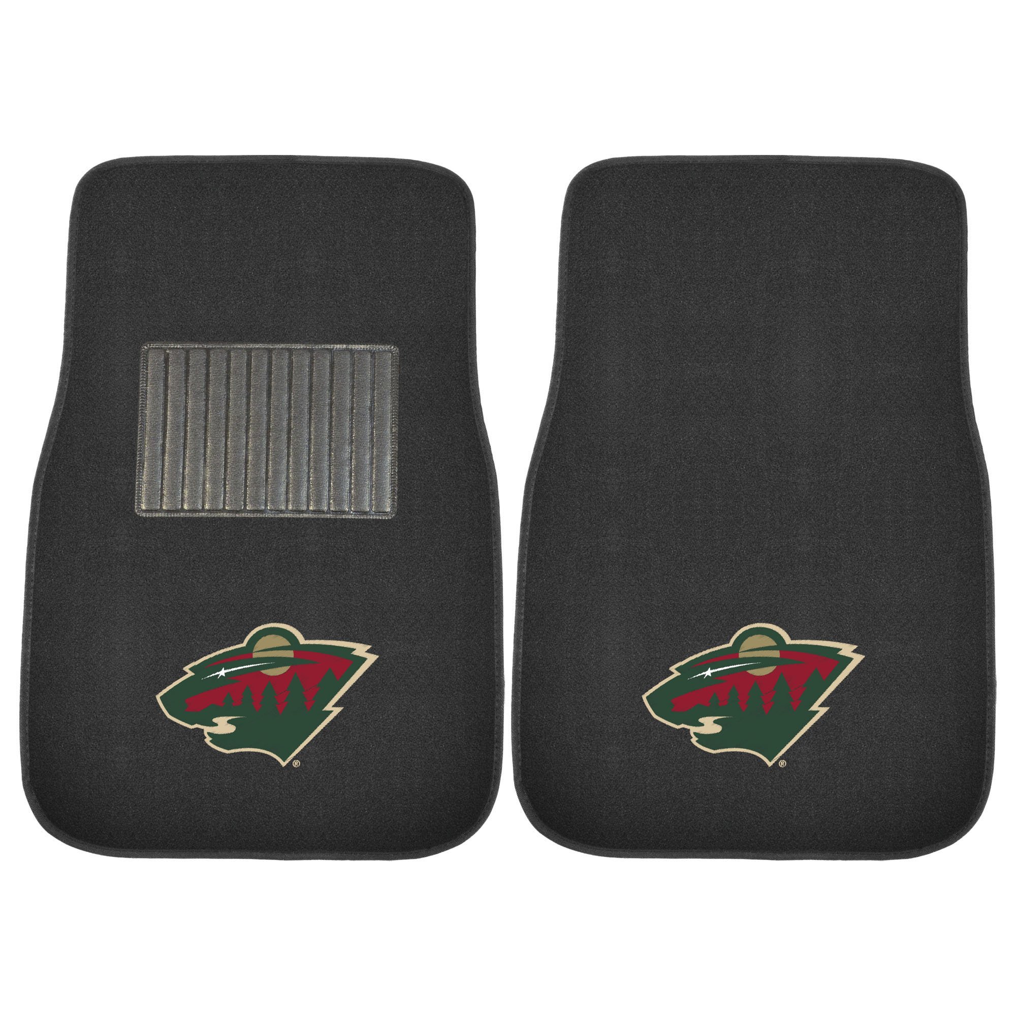 FANMATS 17182 Minnesota Wild 2-Piece Embroidered Team Logo Car Mat Set, Front Row Automotive Floor Mats