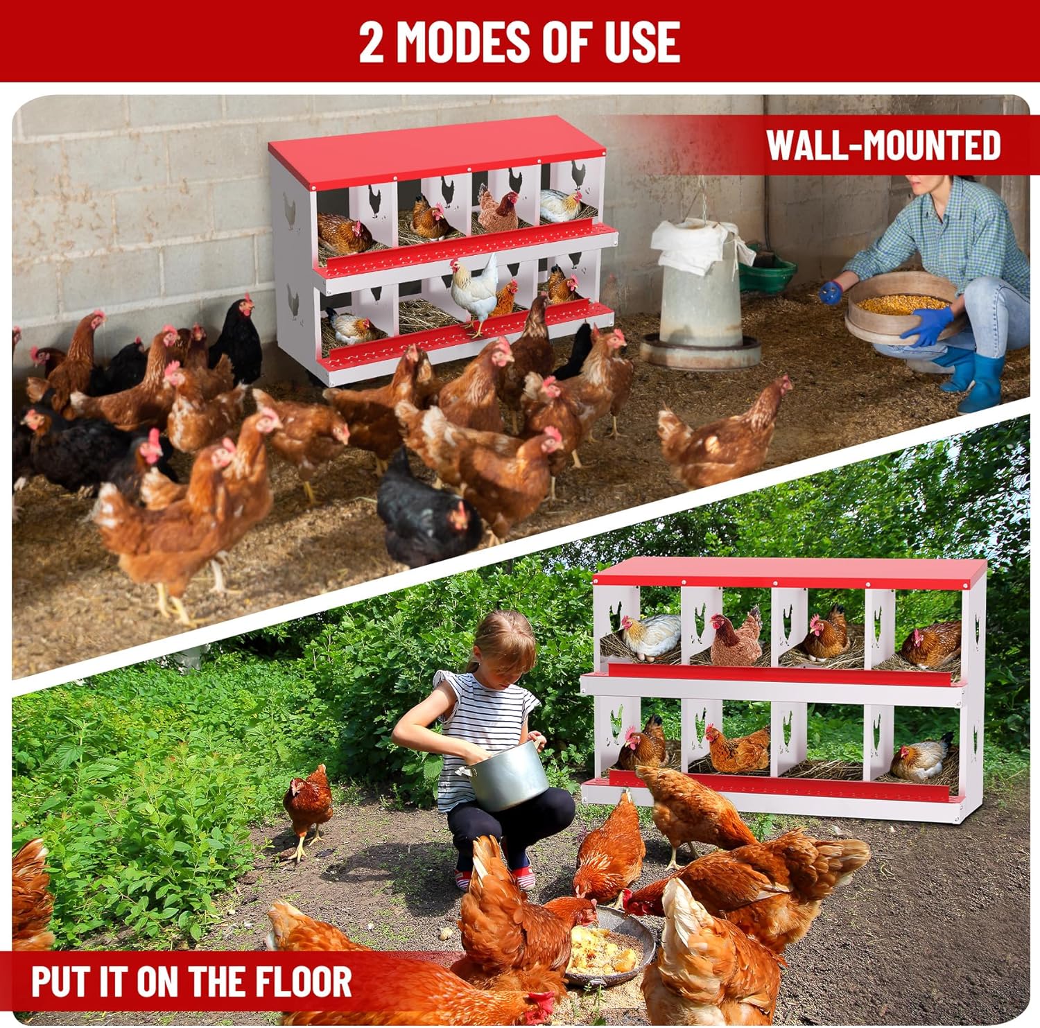 6/8/10 Holes Chicken Nesting Box Coop Chicken Egg Laying Boxes Egg Collection - Picture 75 of 85