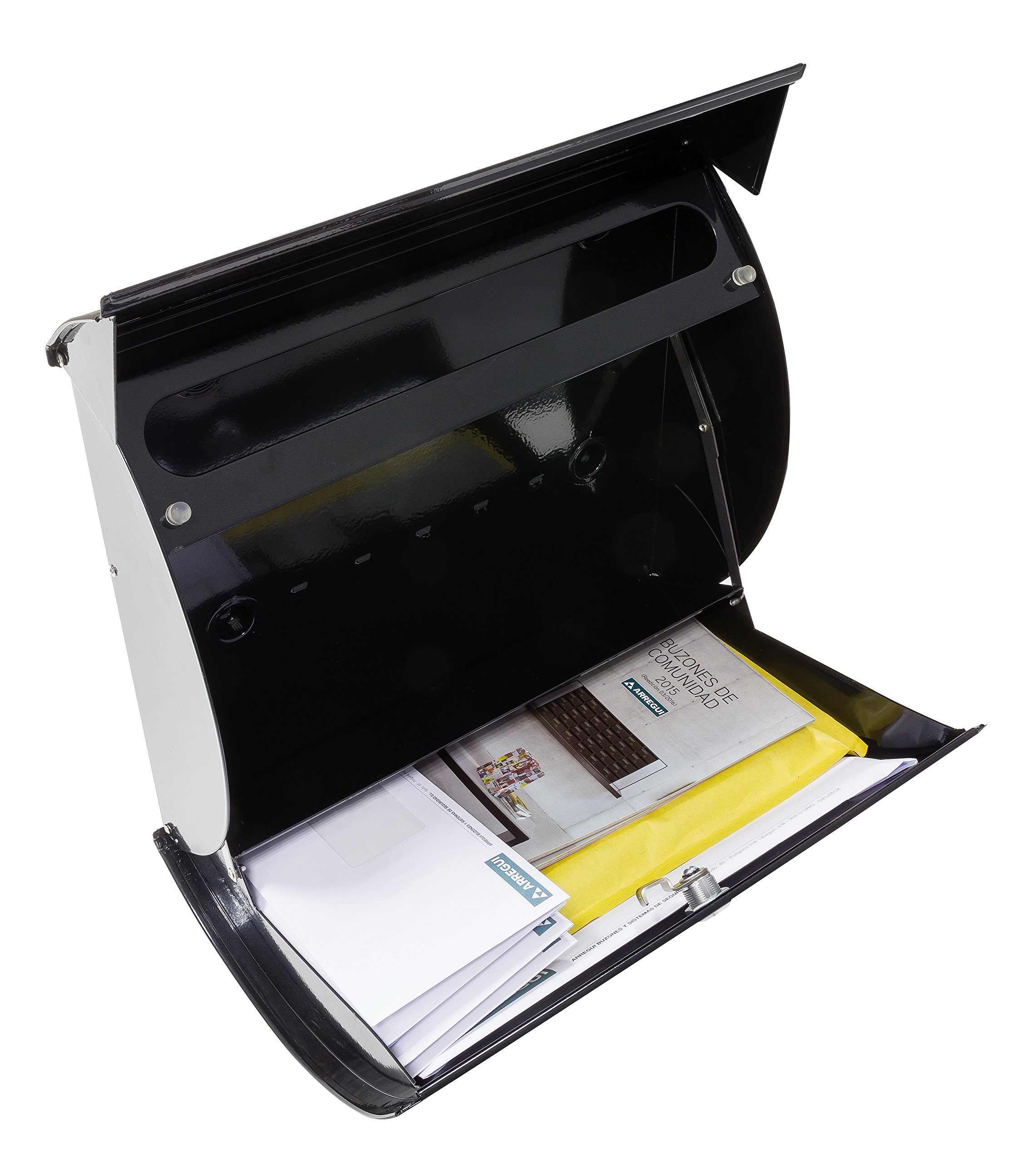 ARREGUI Aura E5401 Buzón Exterior de Acero, Tamaño L (Revistas, Sobres C4), Gran Capacidad, Buzón de Correo Grande, Buzón de Pared Moderno, Antilluvia, Fácil de Instalar, Blanco