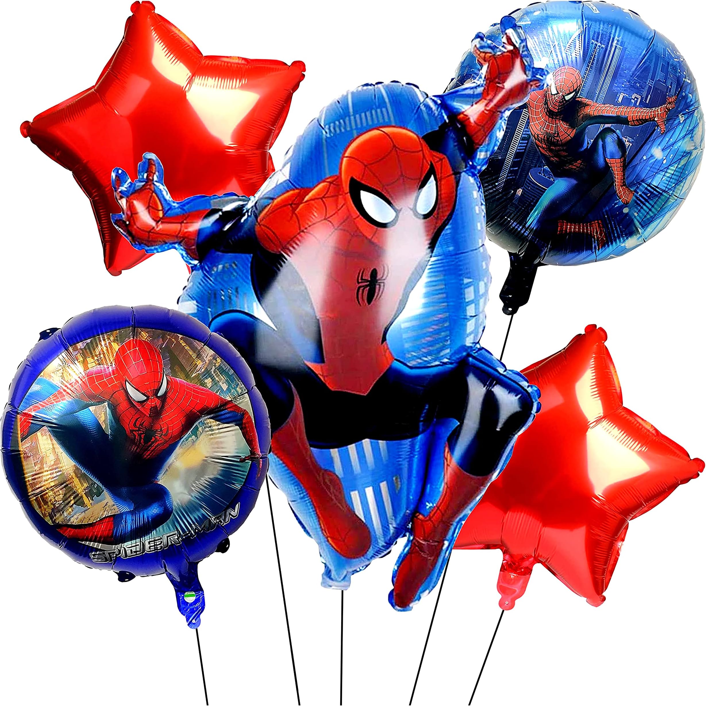 TOYXE Spider-Man Theme Foil Balloons Set Of 5 Pcs,Multicolor
