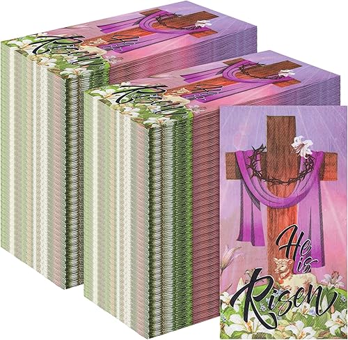 Zhanmai 200 servilletas desechables de papel con texto en inglés Happy Easter He Is Risen para invitados, servilletas decorativas de Pascua, mesa,