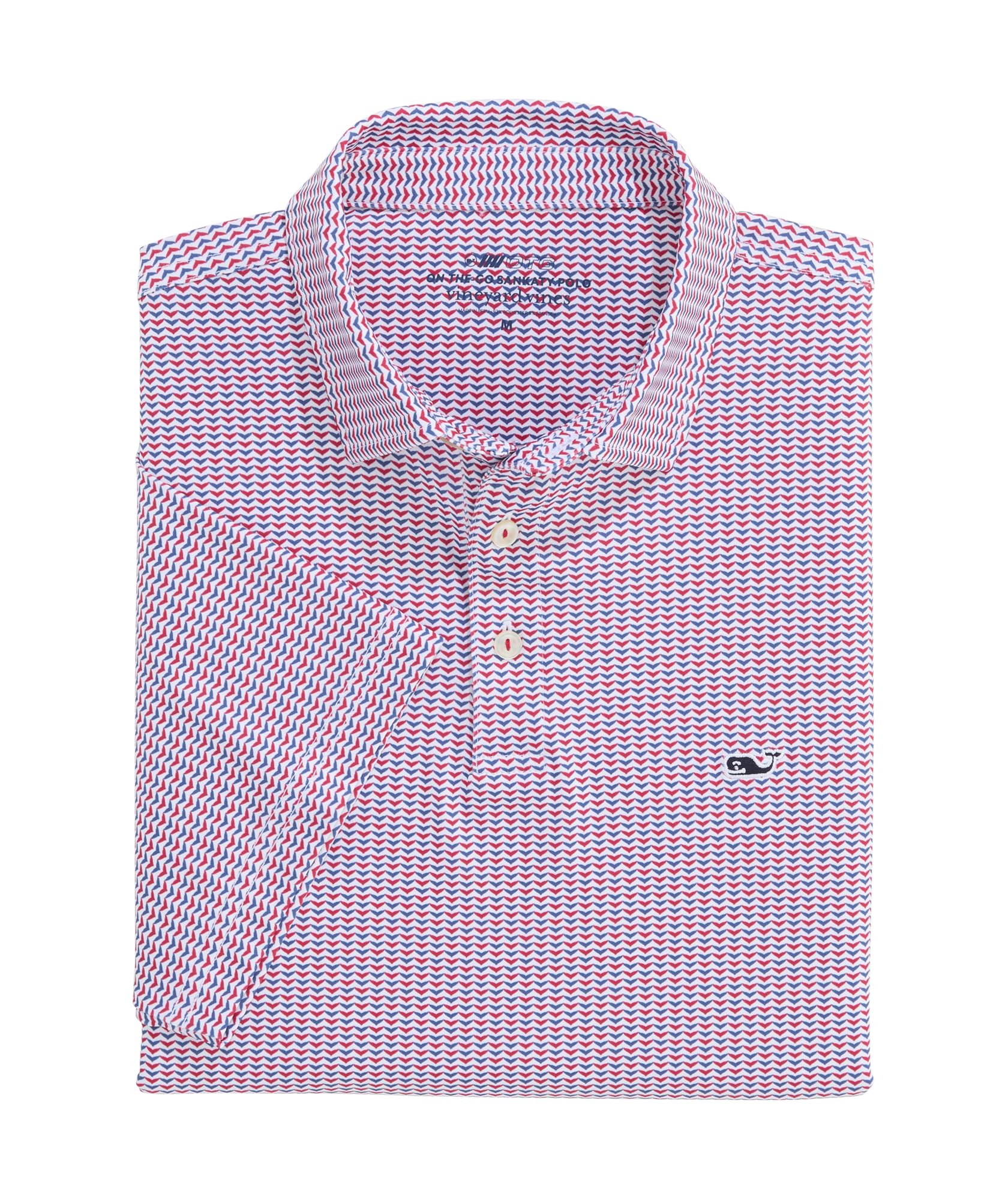 Vineyard Vines Printed Sankaty Polo, Whale Tail - RWB, XL