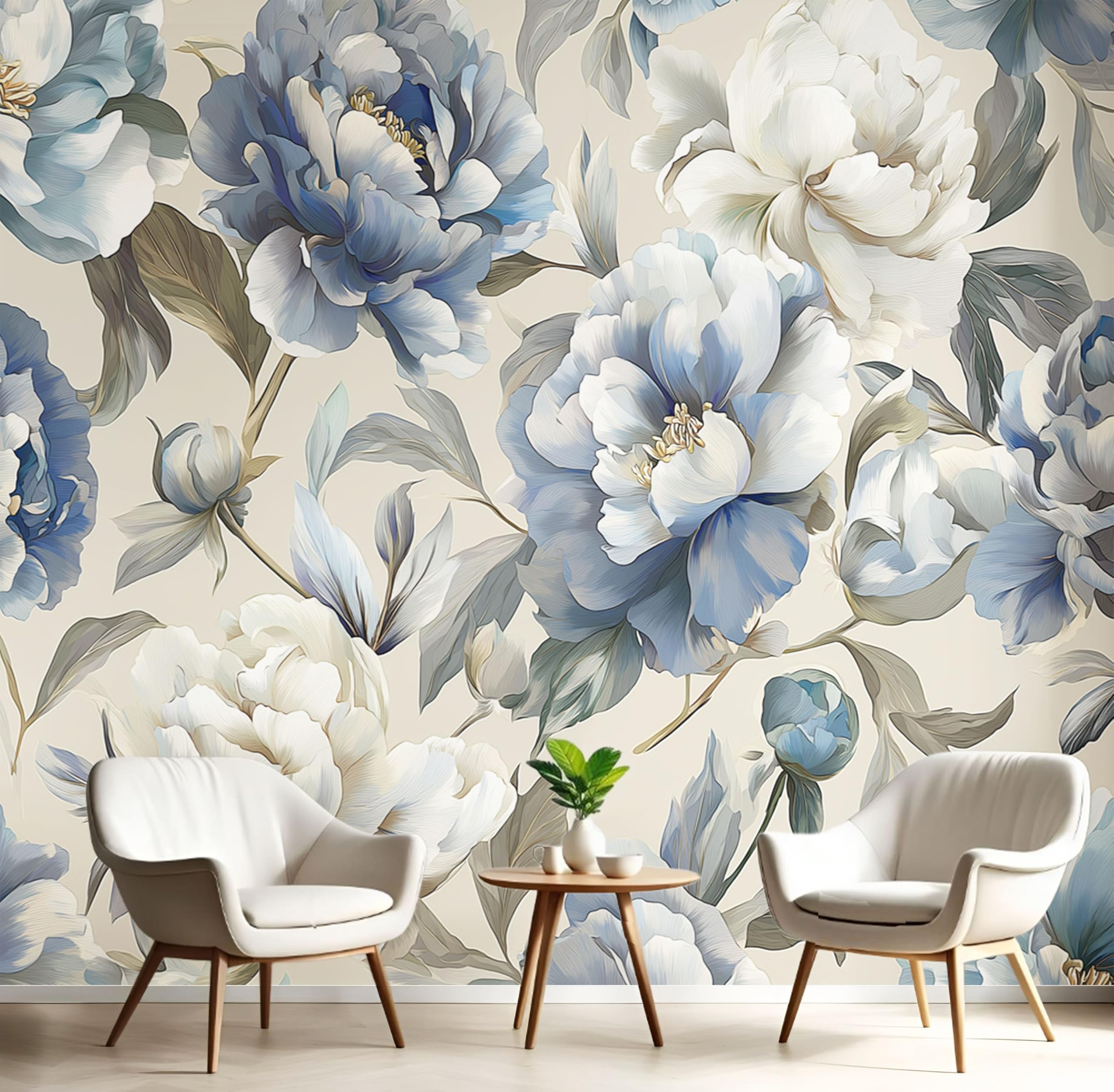Décoration murale chambre haut de gamme avec papier peint pivoine à l'huile