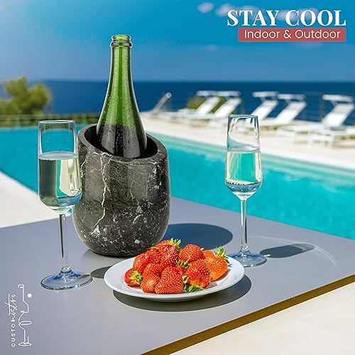 Miniatura 7 de Gusto Nostro Cubo enfriador de vino de mármol, enfriador de botellas de vino de 25.4 fl oz y enfriador de champán para fiesta, cocina, decoración de