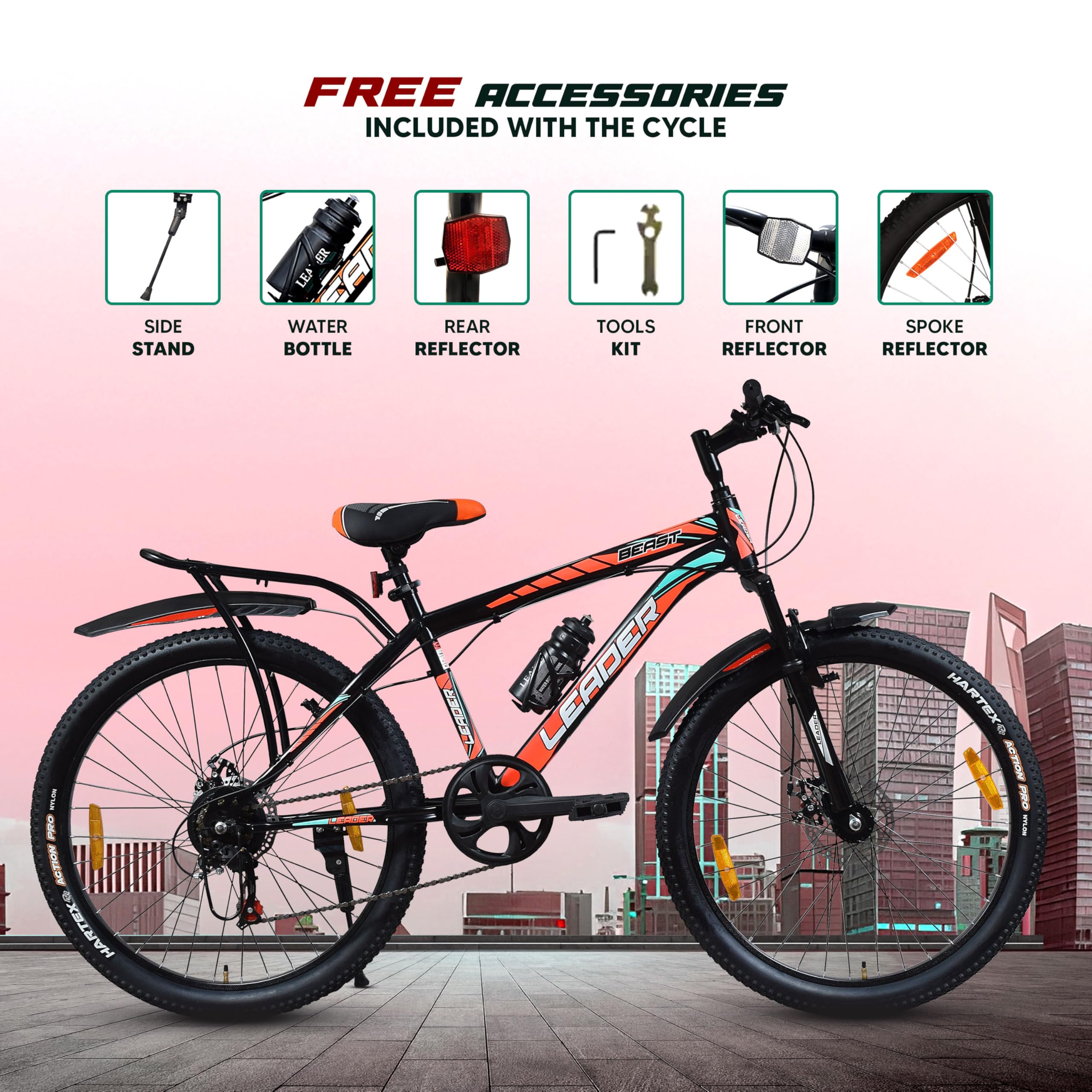Leader Beast 24T Kids' Bike - 7 Speed, Disc Brakes -7