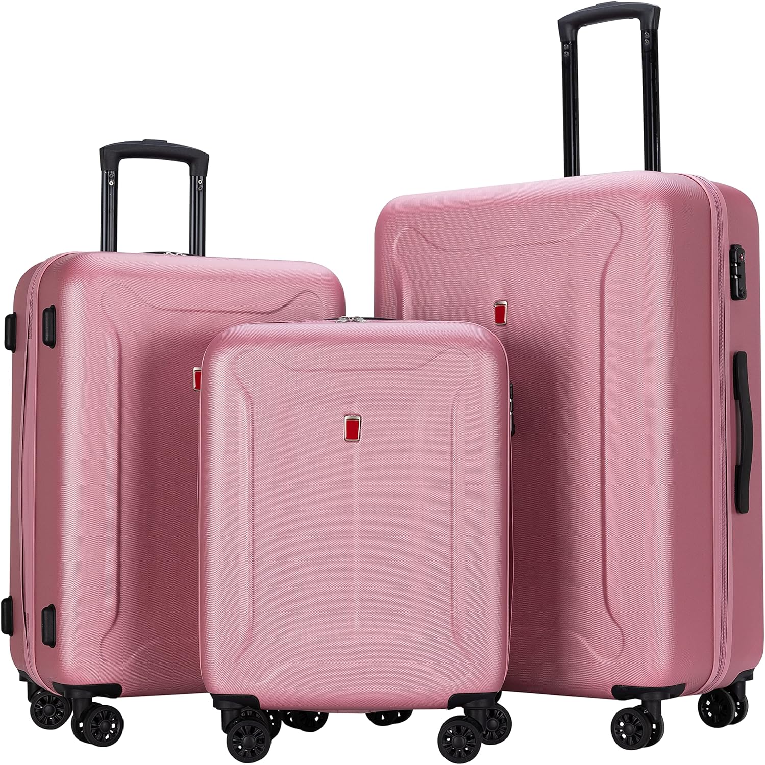 Widfre Luggage Sets 3 Pieces Carry on Suitcase Hardshell Lightweight Travel with Double Spinner Wheels Locks TSA Approved (Red)