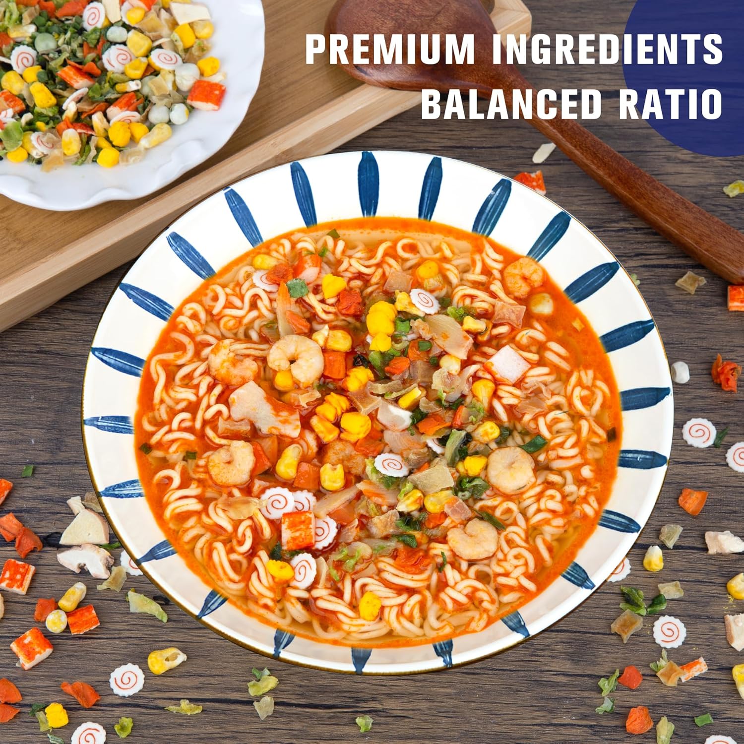 Classic Ramen Toppings Seafood Mix 14oz, 12 Ingredient Blend with Shrimp, Squid & Seaweed etc, Dried Ramen Toppings Flavor Rich, Non-GMO, Low Sodium for Ramen, Instant Noodles & Soup Topper