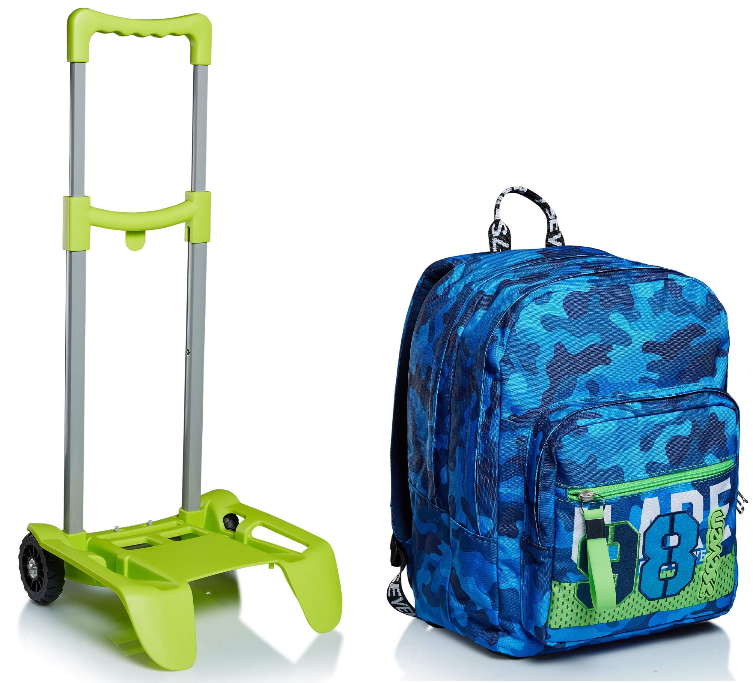 Kit scuola - ZAINO EXTRA FIT Seven + Carrello porta zaino - Crew