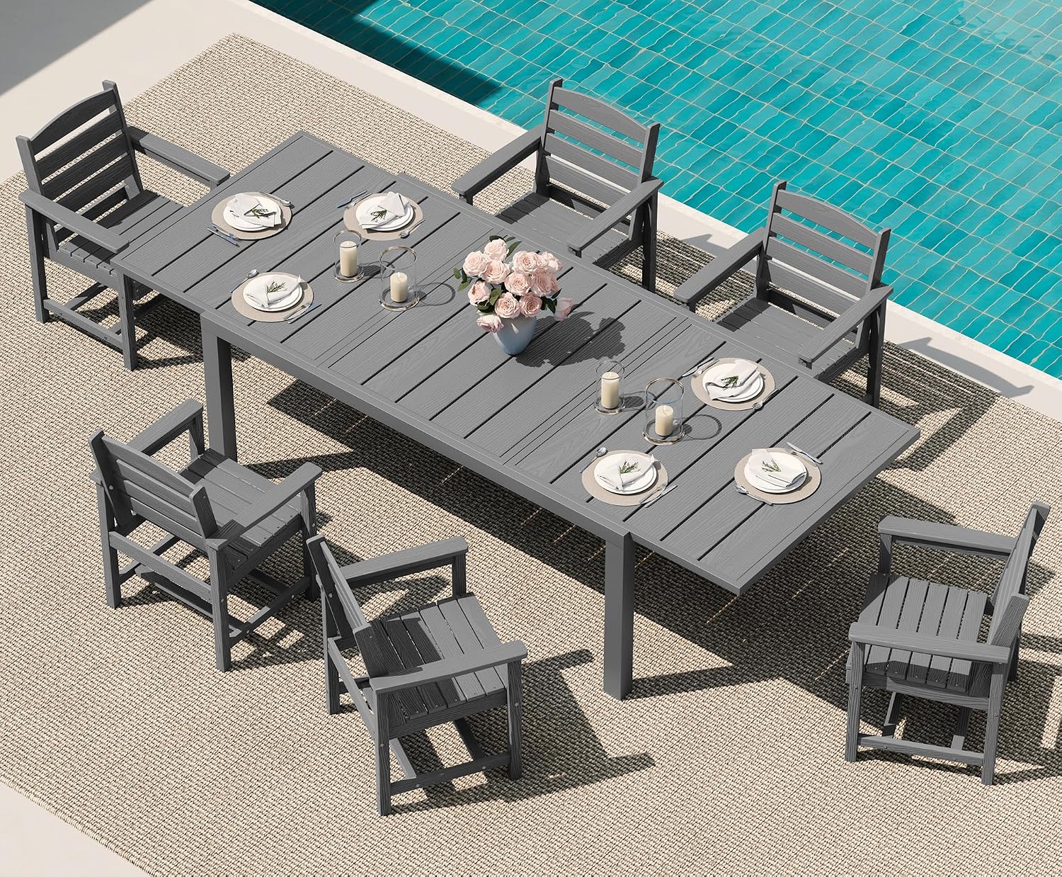 SERWALL 7-Piece Expandable Patio Dining Set Review: Durable HDPE Outdoor Furniture for Backyard Gardens