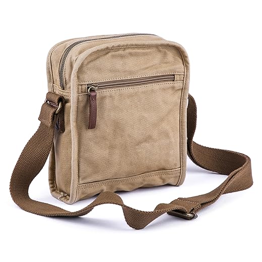 Gootium Small Canvas Cross Body Messenger Bag, Khaki