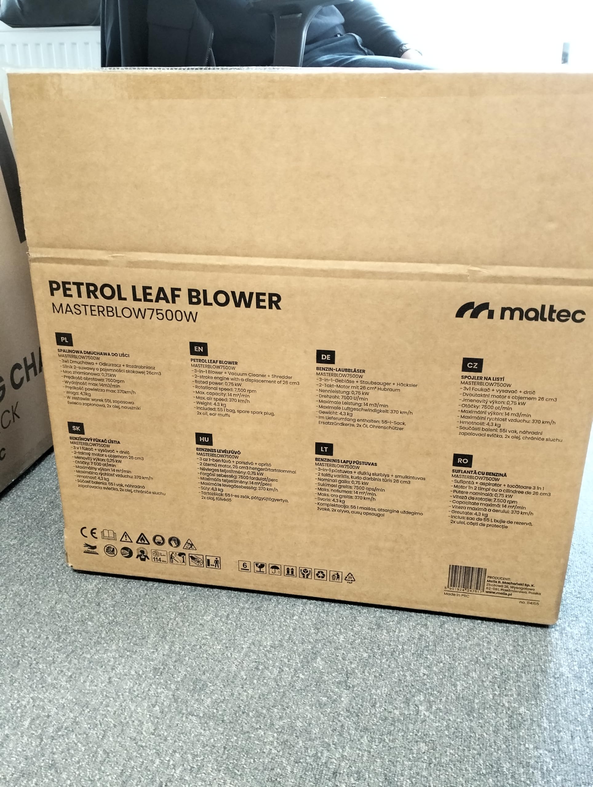 Benzin Laubsauger Laubbläser Gartenstaubsauger mit Häcksler MalTec MasterBlow7500W Motor 2-Takt 26cc Staubsauger Schredder