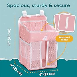 CRADLE STAR Hanging Diaper Caddy Organizer - Baby Shower Gifts for Changing Table - Hold 50+ Diapers - Nursery Baby Essentials for Newborn - Pink - 17x9x9 inches
