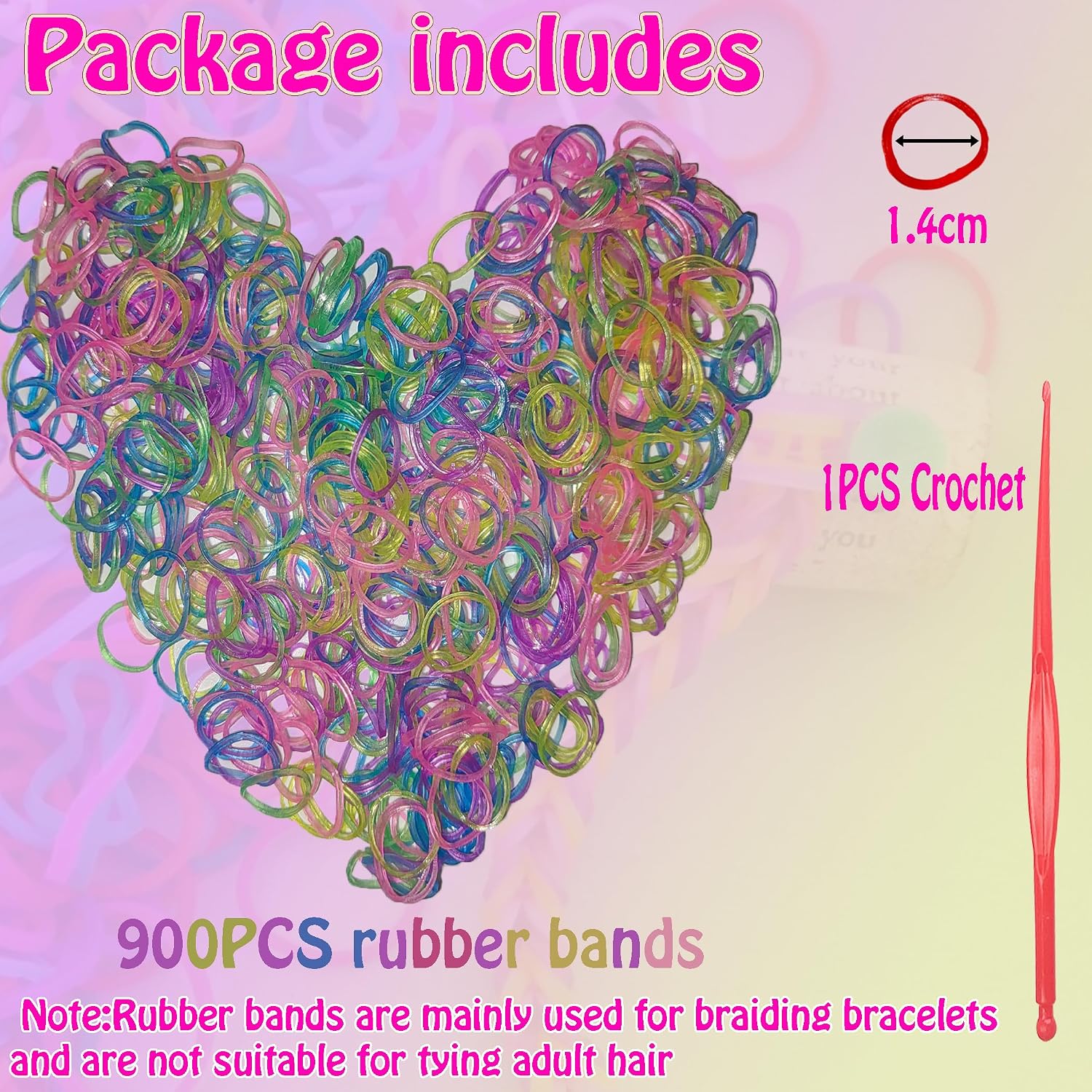 Loom Rubber Band Refill, Luminous Mixed Color 900 Pcs. image 3