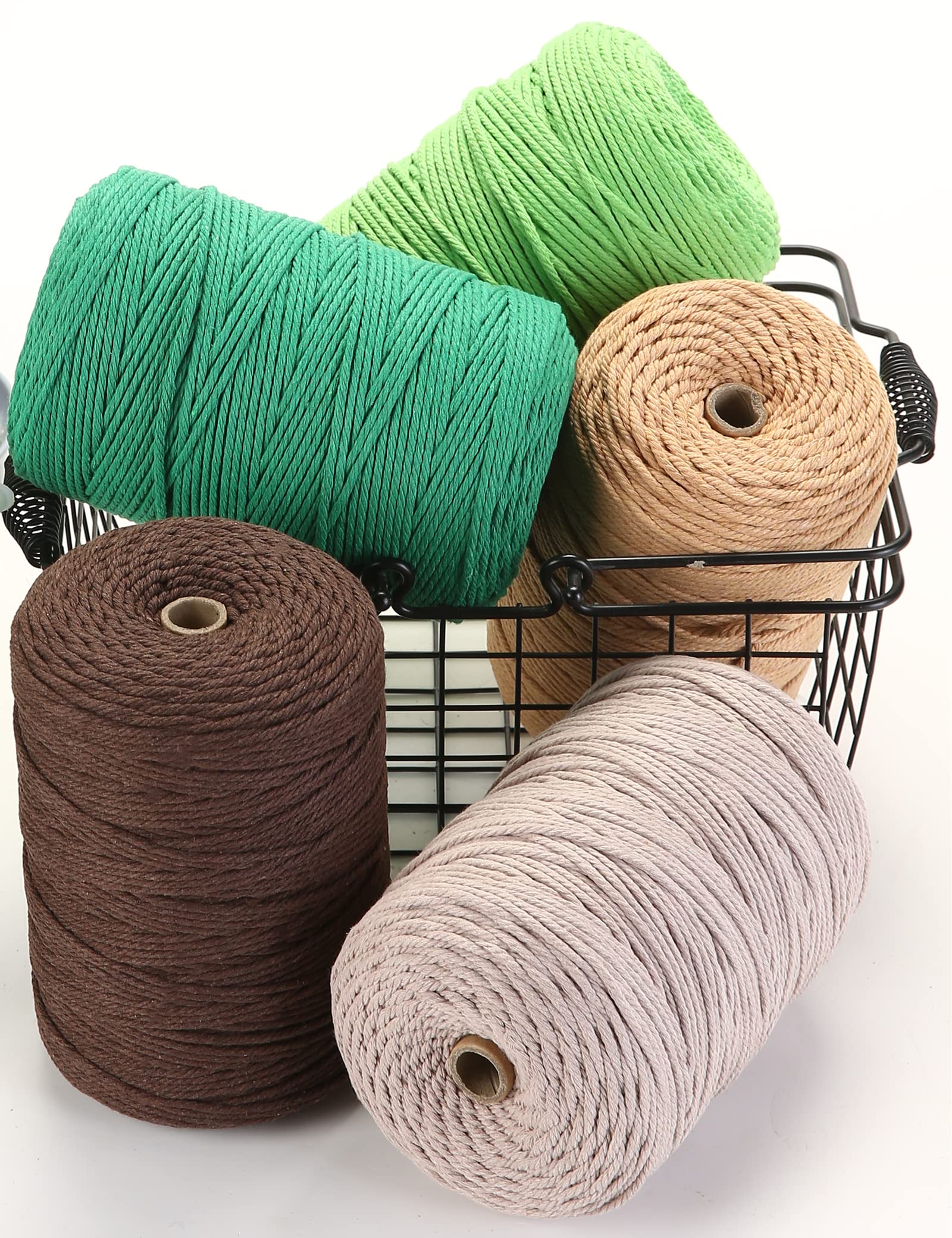 GOHOF Macramé koord, 2 mm x 210 m, premium katoen, macramé touw, 4 strengen, gedraaid, zacht katoenen koord, een van de meest perfecte materialen voor macramé kunst, katoenen koord zonder chemicaliën