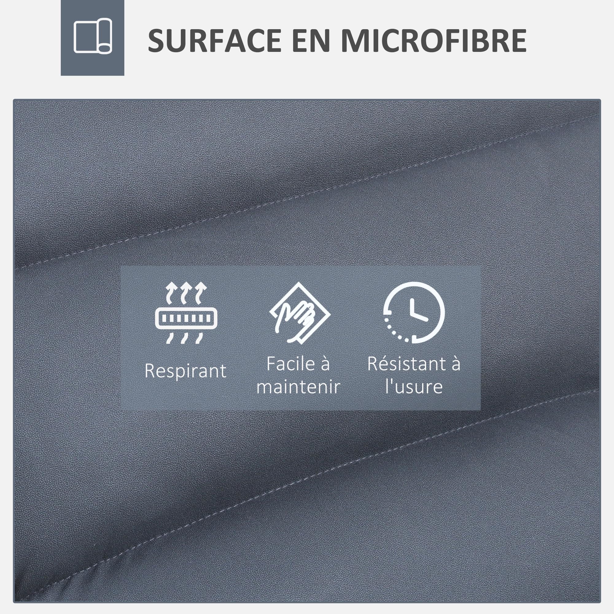 HOMCOM Fauteuil de Sol Paresseux pivotant 360° avec Dossier inclinable Design capitonné - revêtement en Tissu Microfibre Gris foncé