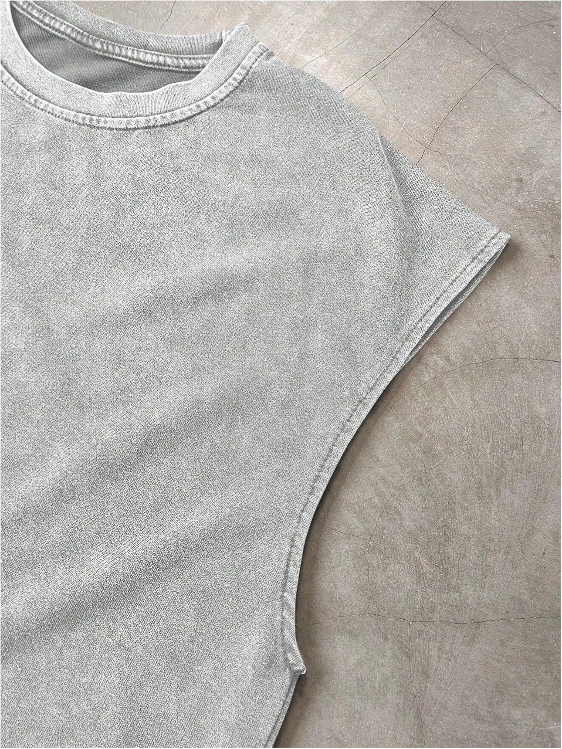 VIPWOLF Men's Tank Crop Tops Vintage Sleeveless Crew Neck Cap Sleeve Summer Washed Casual Muscle T Shirts Cropped Shirt