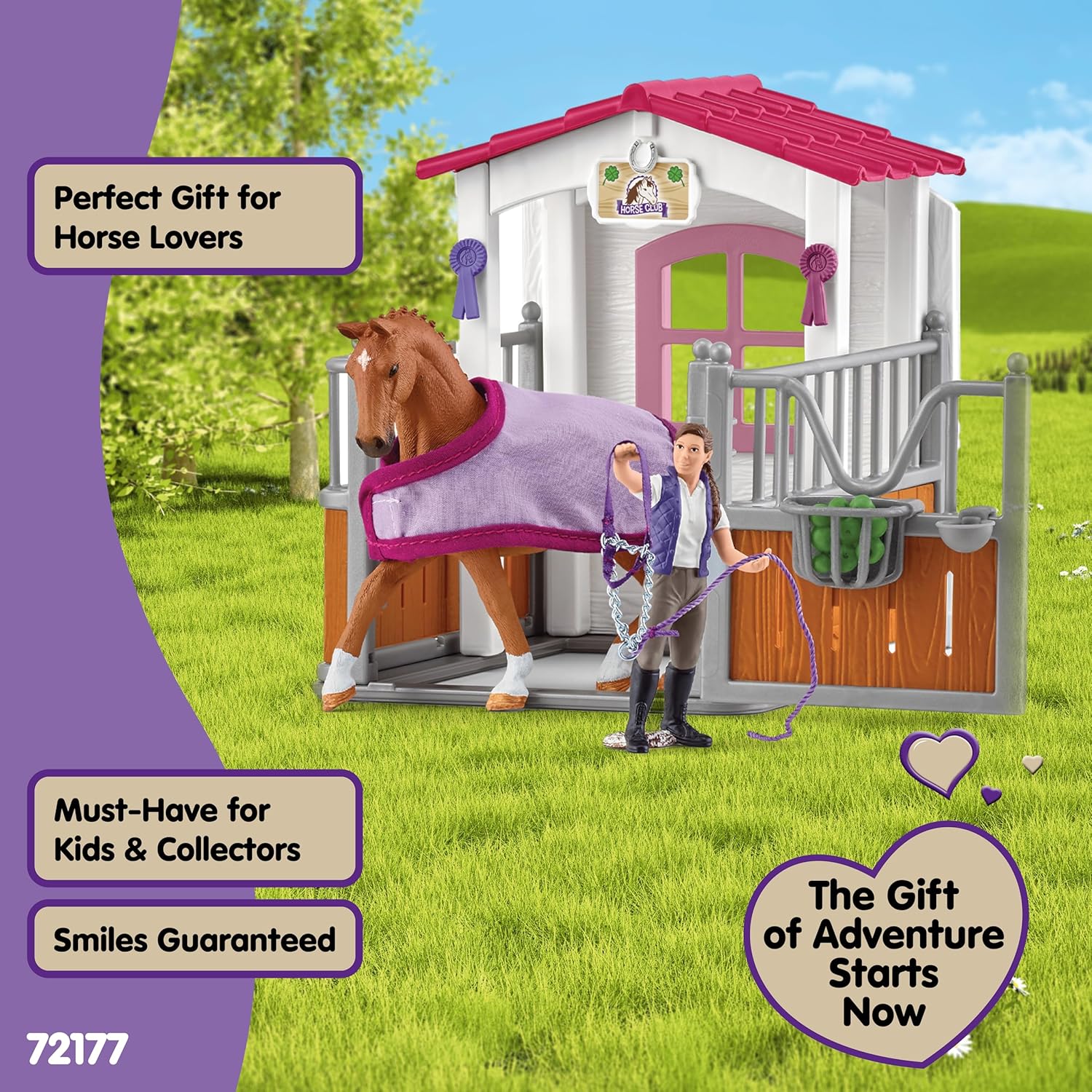 Schleich Horse Club - 28 PC Horse Wash Stall Toy Playset with Mare and Rider Action Figure and Accessories for Girls and Boys - Personalizable Stall - Interactive, Realistic Kids Toys Ages 5+ - 72177