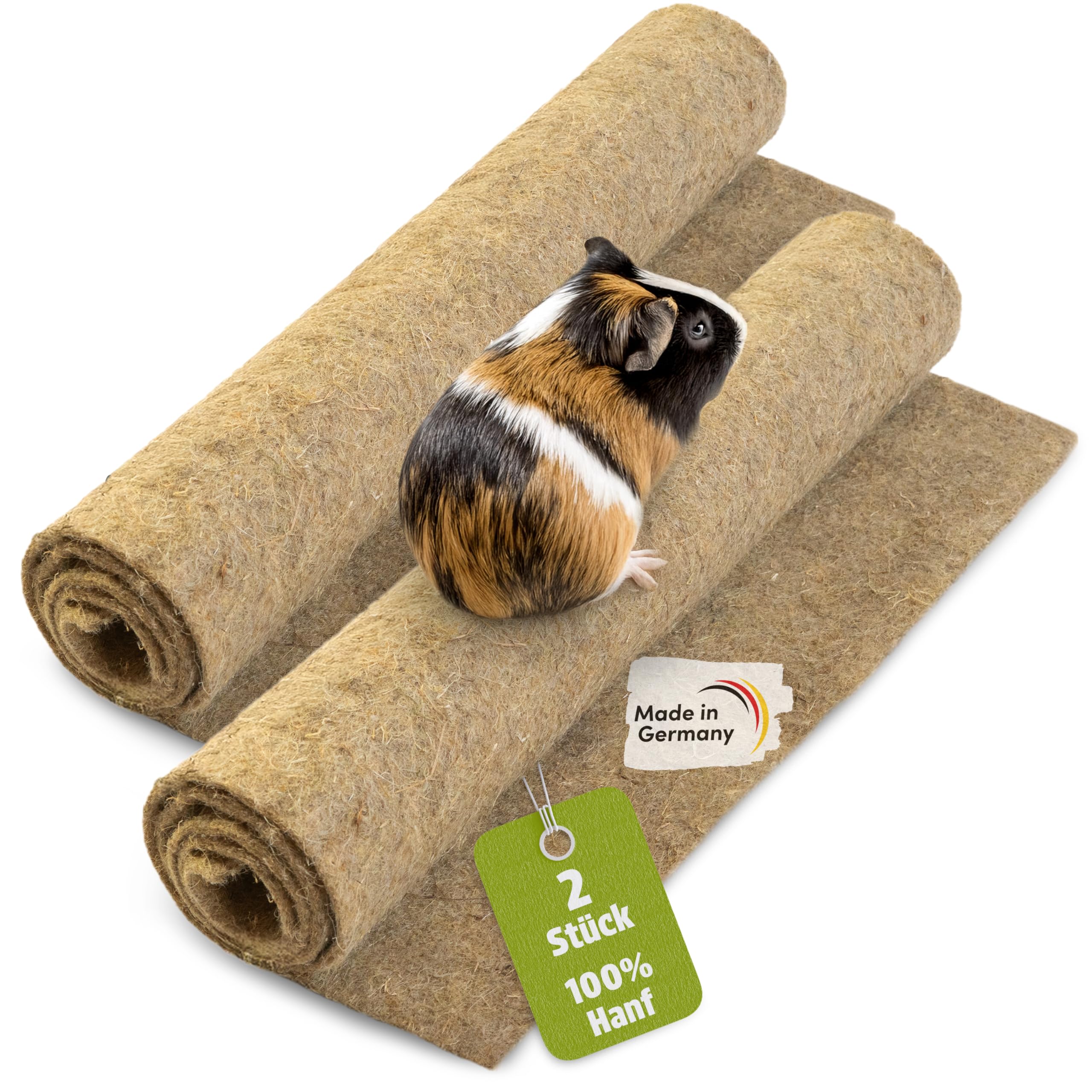 napfpower Hanfmatten für Nager (2 STK.) - Größe 100 cm x 50 cm, 5 mm Dicker Nagerteppich aus 100% Hanf - Nagermatten für Kaninchen, Hasen, Hamster - biologisch abbaubare Hanfmatte (2er Set)