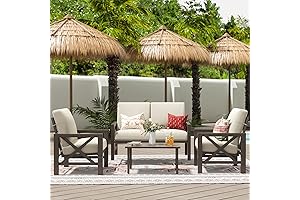 Patio Furniture Set: Metal Sectional Conversation Set with Plush Cushions