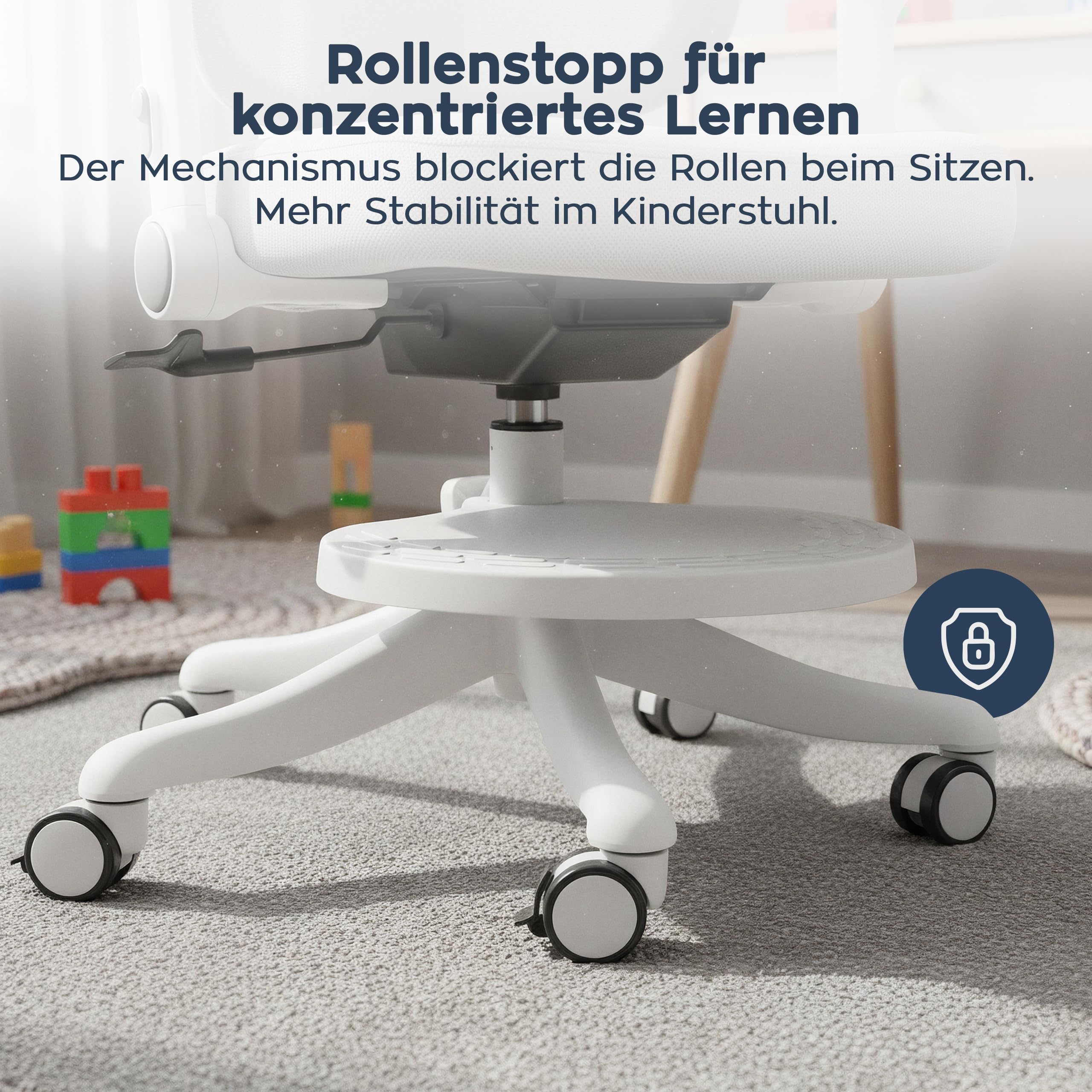 MARK ADLER Junior 5.3 Ergonomischer Kinderstuhl für Kinder und Jugendliche | bis 175 cm - Höhenverstellbar - Mit fußstütze - Verstellbare Rückenlehne - Rollen mit Feststellmechanismus – Grau